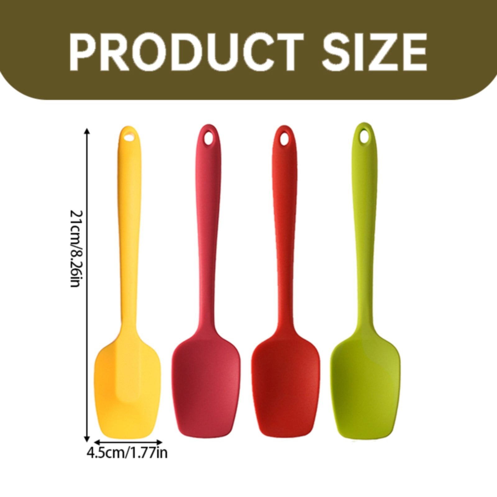 Heat Resistant Silicone Spoon Spatula, 600°F High Temp Flexible Cooking Spoons Kitchen Rubber Spoonula Scratch-Proof for Mixing Stirring Scraping Serving Non-Stick Cookware (4 Pcs) 1.77x8.26 1.77