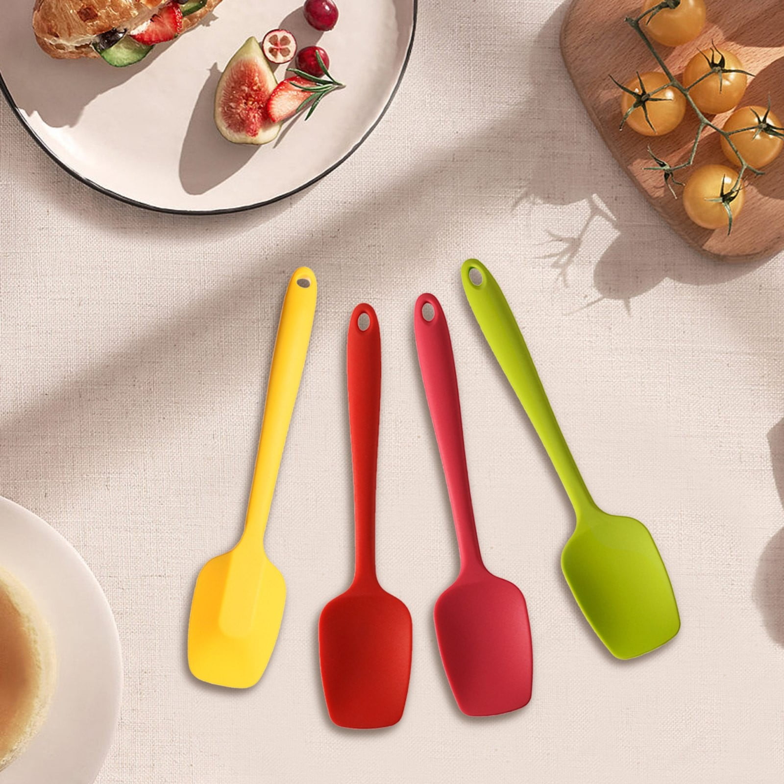 Heat Resistant Silicone Spoon Spatula, 600°F High Temp Flexible Cooking Spoons Kitchen Rubber Spoonula Scratch-Proof for Mixing Stirring Scraping Serving Non-Stick Cookware (4 Pcs) 1.77x8.26 1.77