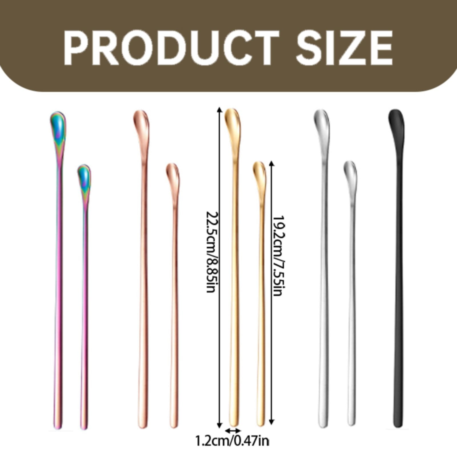 Stainless Steel Coffee Stirring Spoon, Heavy Duty Beverage Cocktail Stirrers, Reusable Stir Cocktail Drink Mixing Swizzle Stick, Tiny Salt Condiment Spoon (Black/1 Pcs) 0.47x8.85 0.47