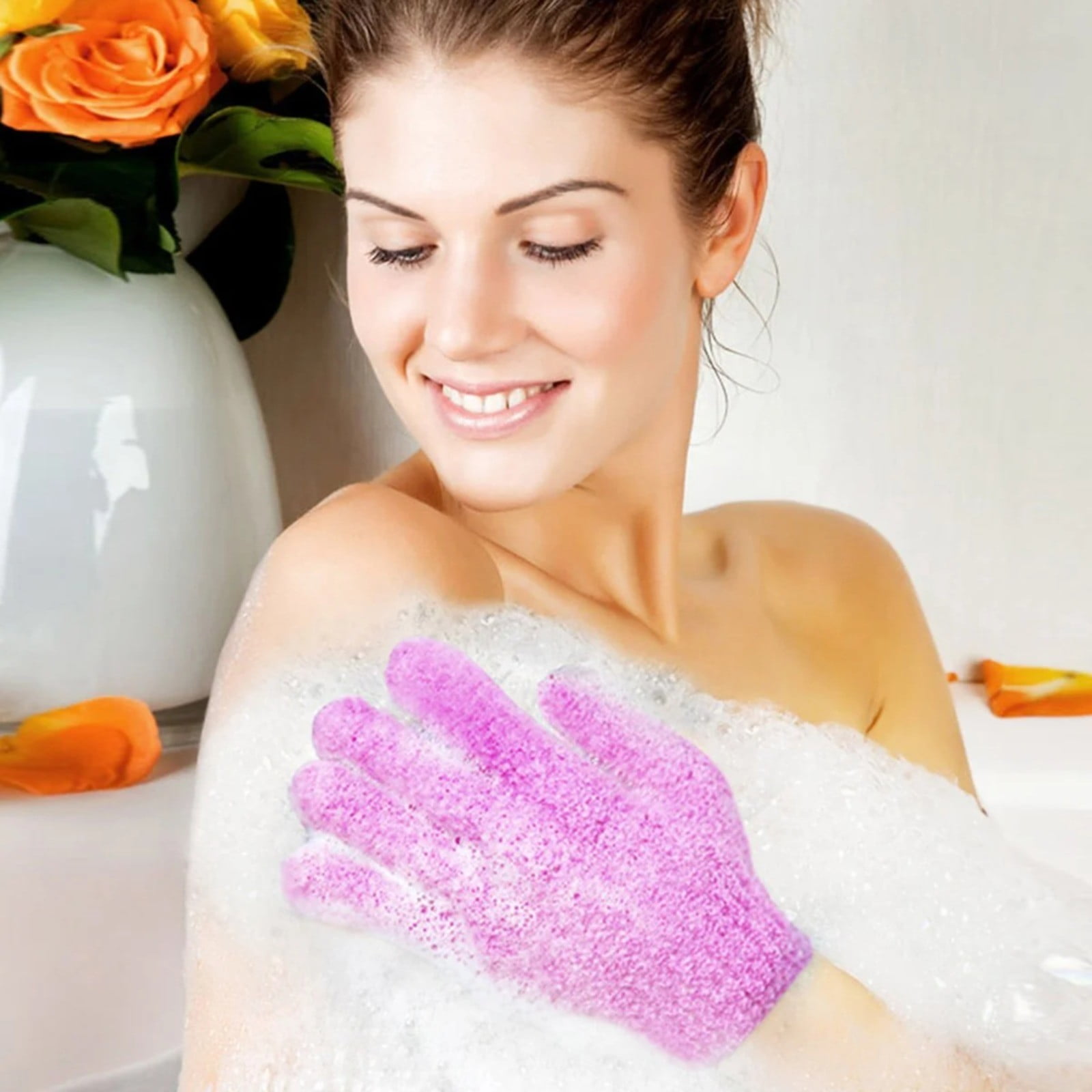 Exfoliating Gloves,1 Pair /2 Pcs, Skin Exfoliator for Body, Bath/Scrub Gloves, Shower Accessories for Women, Exfoliation Mitt, Green, 5.9x7.28 5.9