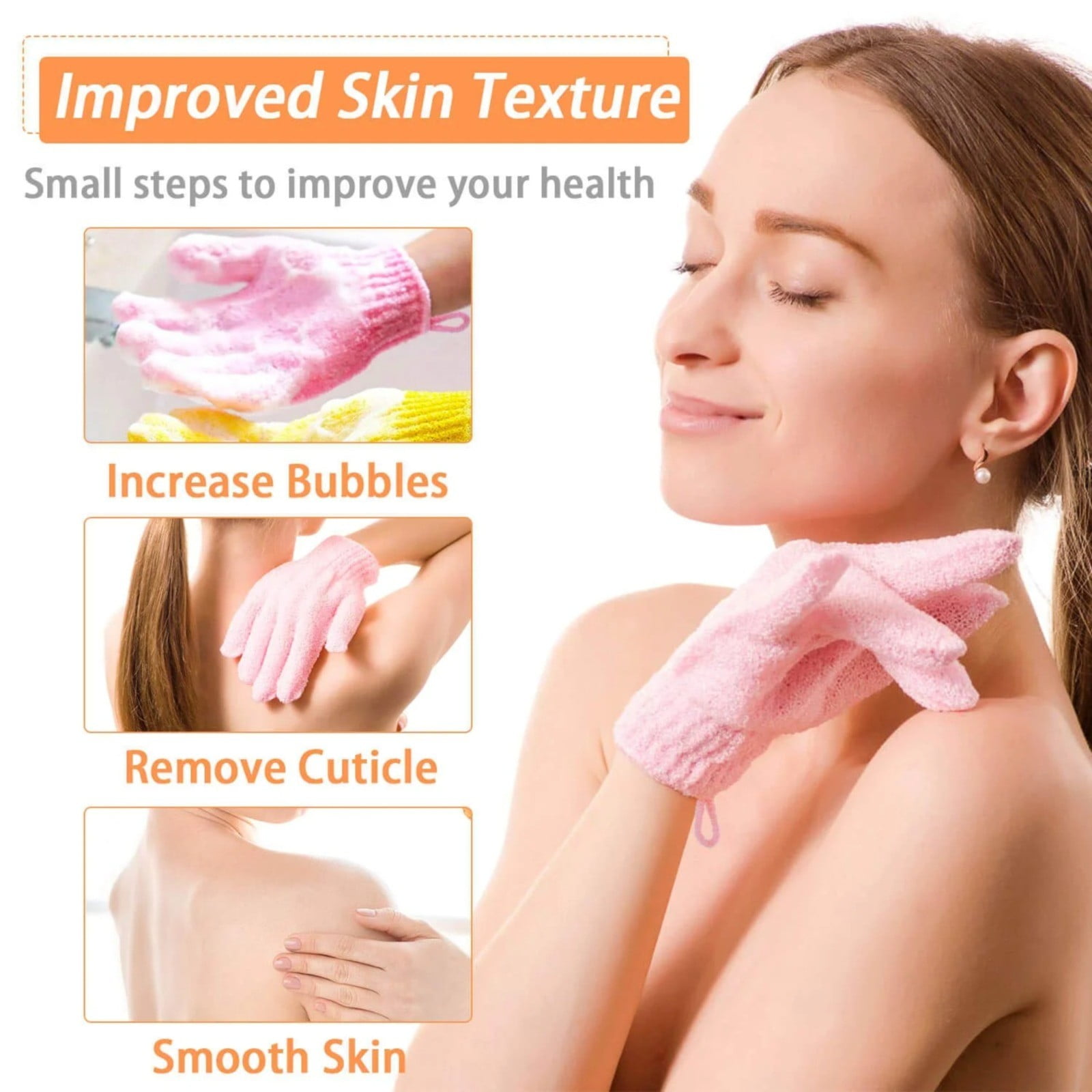 Exfoliating Gloves,1 Pair /2 Pcs, Skin Exfoliator for Body, Bath/Scrub Gloves, Shower Accessories for Women, Exfoliation Mitt, Green, 5.9x7.28 5.9