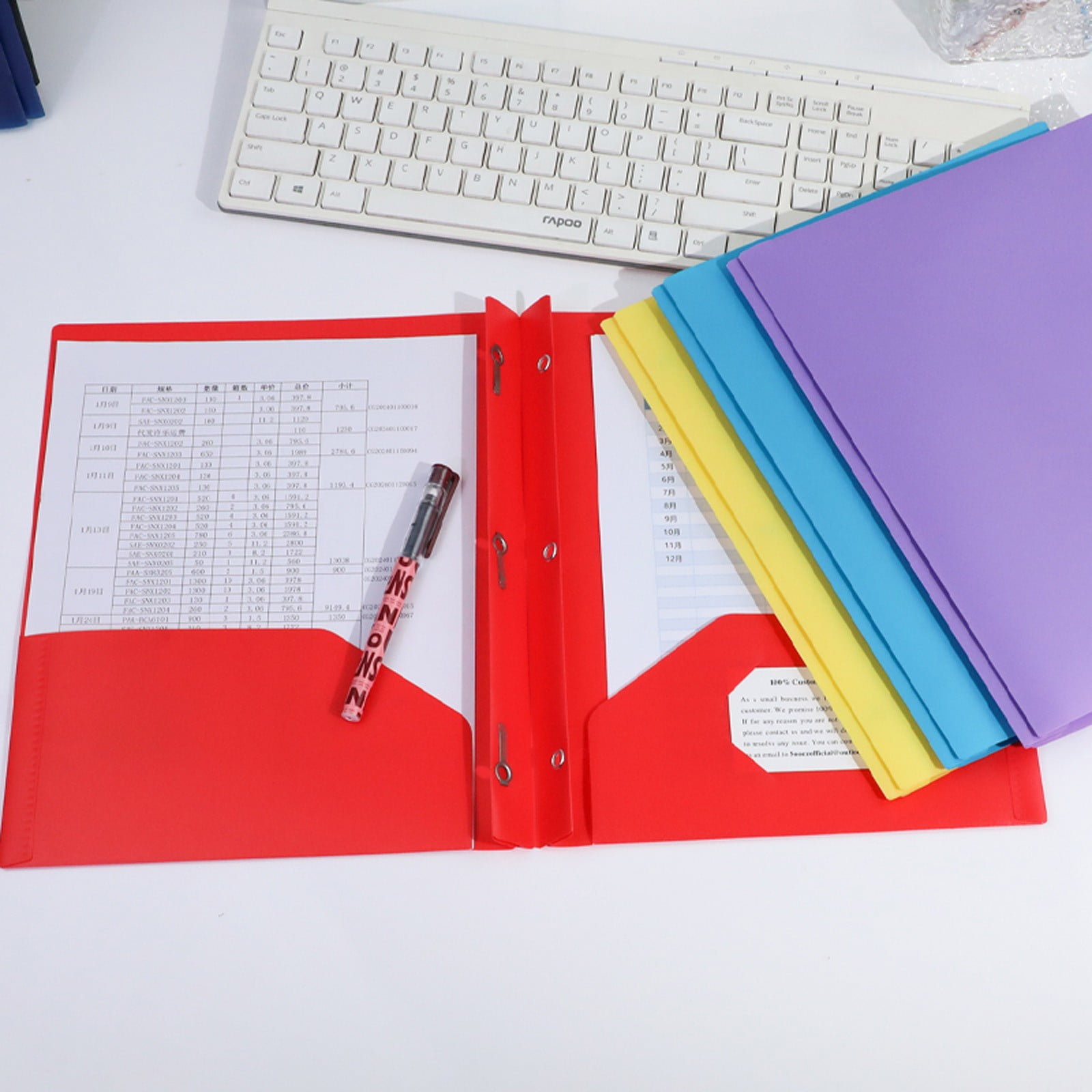 Plastic Folders with 2 Pockets and 3 Prongs, Heavy Duty Two Pocket Folder with Brads, 3 Prong Folders with Pockets for Letter Size Sheets, 9.5x11.5 9.5