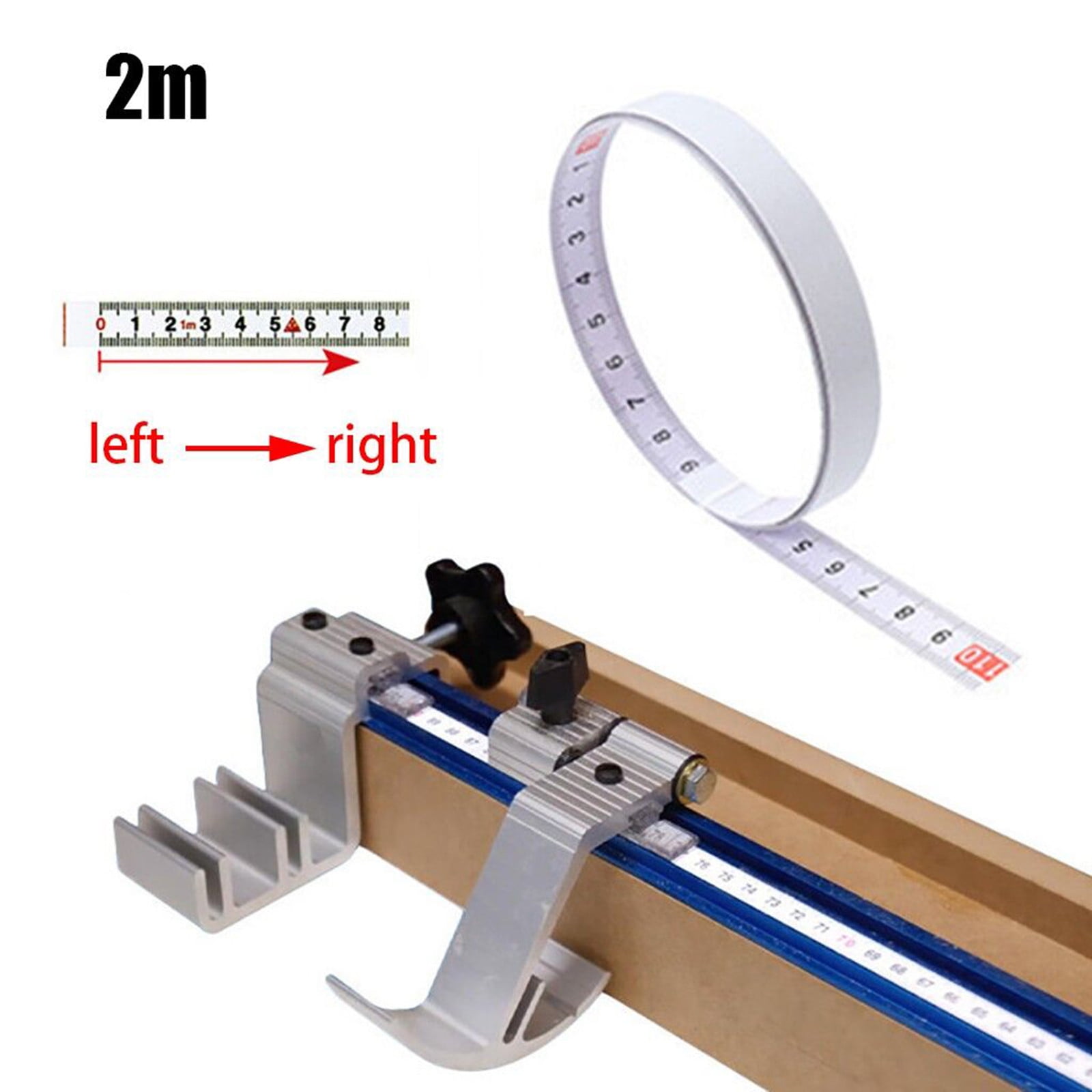 1 Pack 1/2/3/5 M Self-Adhesive Measuring Tape, Peel and Stick Tape Measure, Imperial and Metric Scales, Left-Right Reading Ruler Tape for Workbench, Table Saw, Drafting Table, White(1M) 2M - Image 1