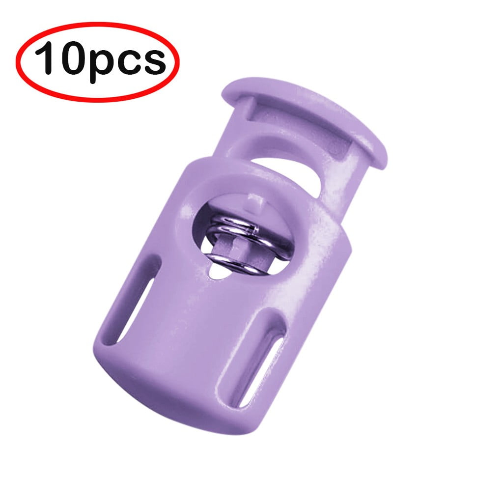 10 PCS Plastic Spring Cord Locks for Drawstring, Paracord Toggle Stopper Clasp Elastic Shoeslace Lock Sweatpants Hoodie String Clips Bungee Swim Goggles Gloves String Lock Replacement(Purple) Purple - Image 1