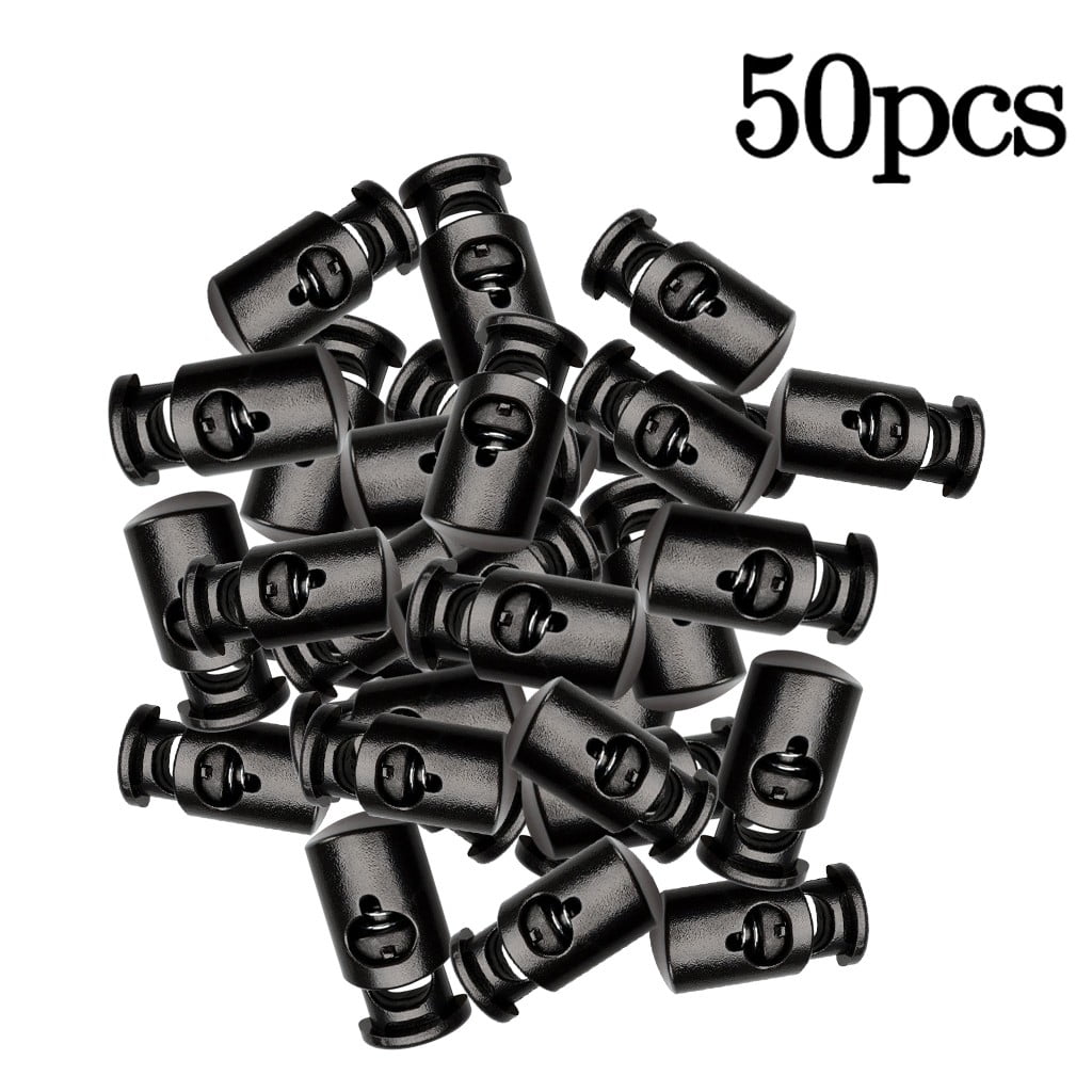 10 PCS Plastic Spring Cord Locks for Drawstring, Paracord Toggle Stopper Clasp Elastic Shoeslace Lock Sweatpants Hoodie String Clips Bungee Swim Goggles Gloves String Lock Replacement(Purple) Z1-Black - Image 2