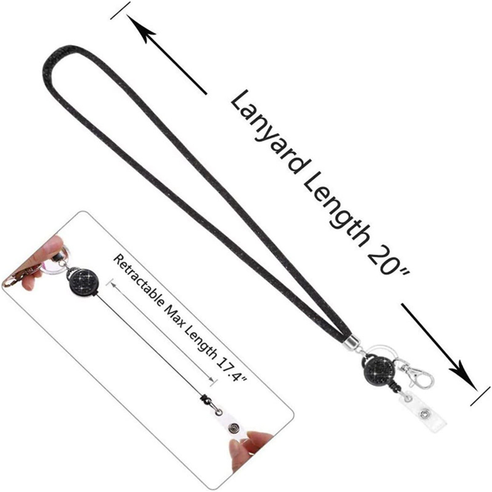Retractable ID Badge Holder with Bling Neck Strap Lanyard, Heavy Duty Bling Badge Reel with Clear Card Holder for Office Worker Teacher Doctor (Sky Blue/1 Pcs) 3.54x2.64 3.54
