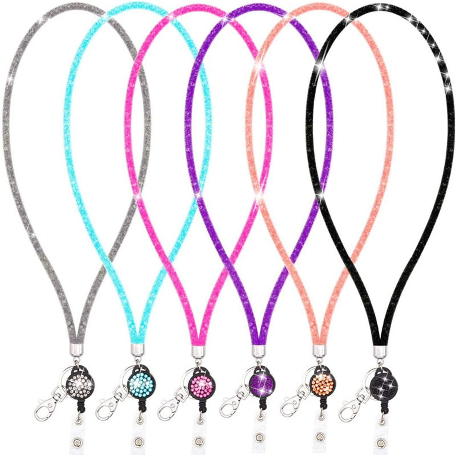 Retractable ID Badge Holder with Bling Neck Strap Lanyard, Heavy Duty Bling Badge Reel with Clear Card Holder for Office Worker Teacher Doctor (Sky Blue/1 Pcs) 3.54x2.64 3.54