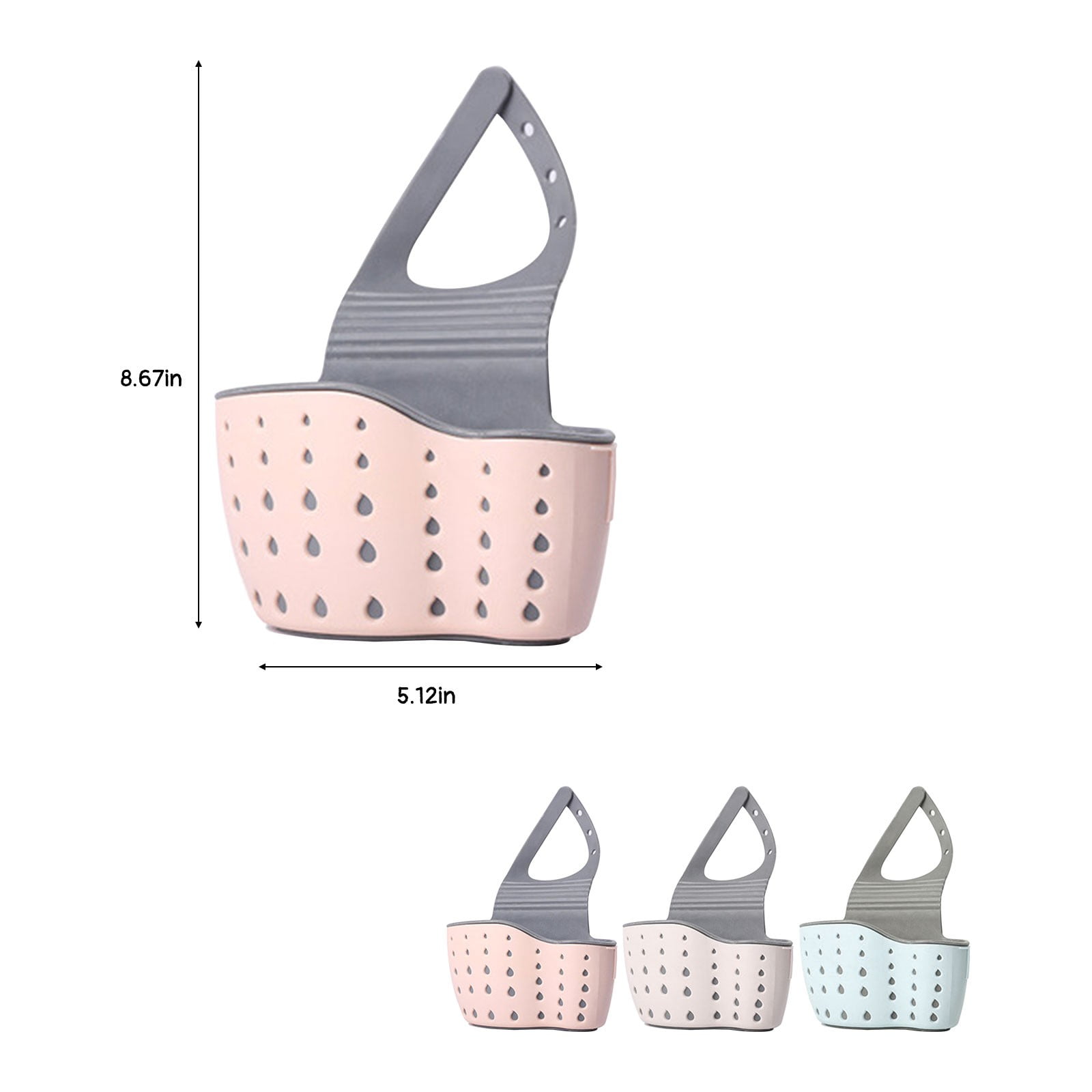 Kitchen Sink Caddy Sponge Holder, Silicone Plastic Soap Holder, Hanging Ajustable Strap Faucet Caddy with Drain Holes for Drying, 1 Pcs, 5.12x8.67 5.12