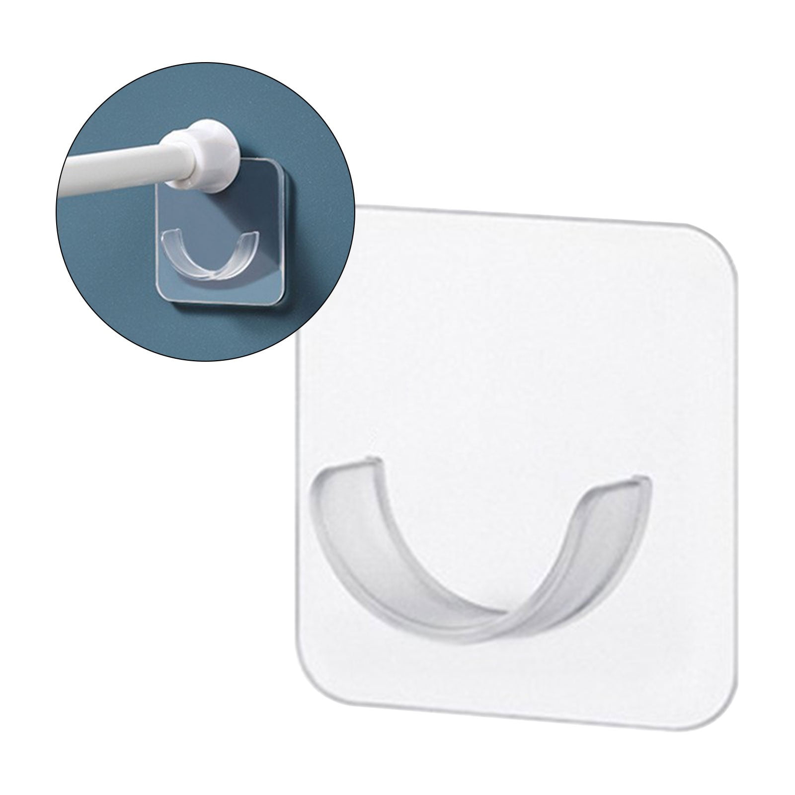 Adhesive Shower Rod Holders, No Drilling Shower Curtain Rod Holders For Wall,Shower Curtain Wall Mount,Stick On Shower Bar Holder,Clear 2 Pc,No Drilling,Shower Rod Not Incl(Clear) Clear - Image 4