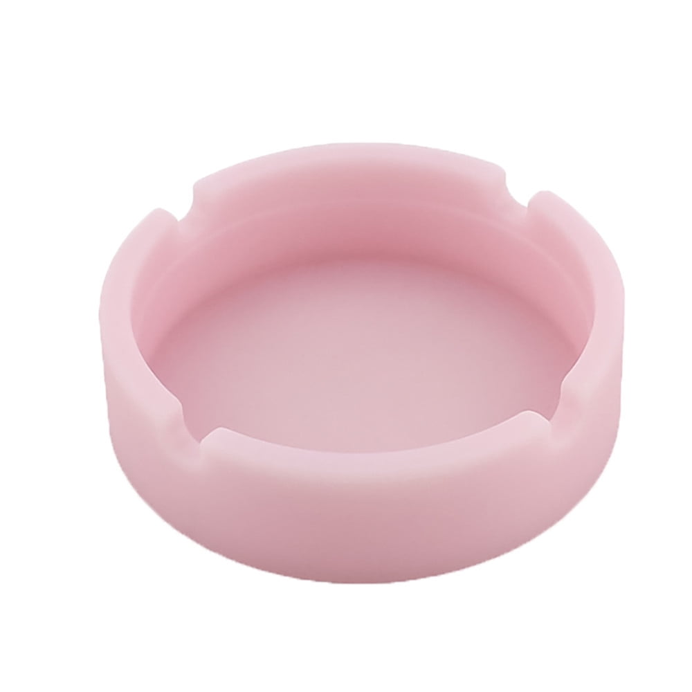 Glow in The Dark Silicone Ashtray Round Heat Resistant (230°C) - Portable Non-Slip Smoking Tray for Indoor Outdoor Use, Easy Clean 8.3x2.3cm, Pink - Image 1