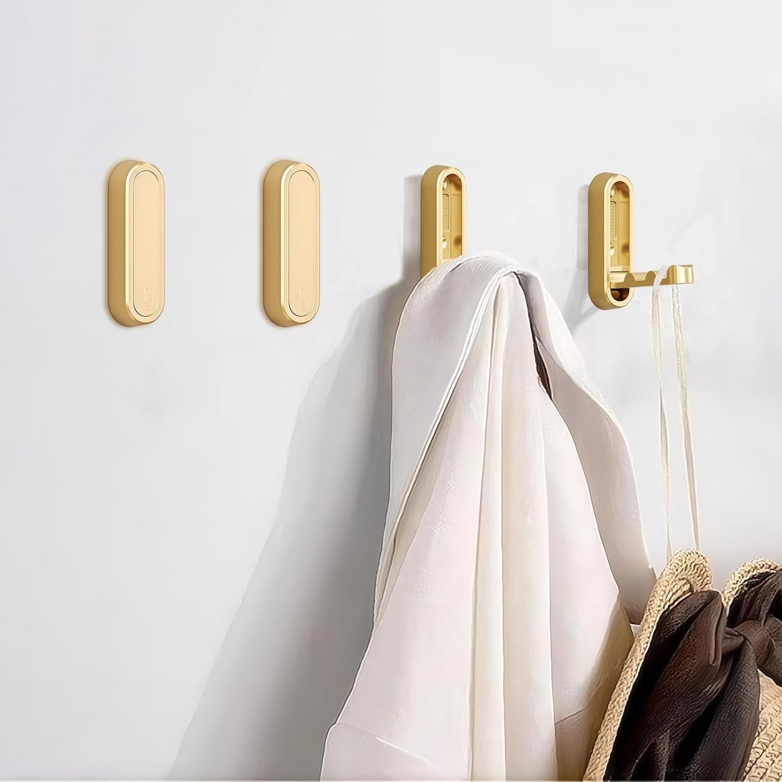 Folding Coat Hook, Heavy Duty Wall Hooks Made of Zinc Alloy, Foldable Gold Wall Hooks for Hanging Coats, Scarves, Hats, Bathrobes, Keys, Bags (Gold/1 Pcs) 2.9x0.9 2.9