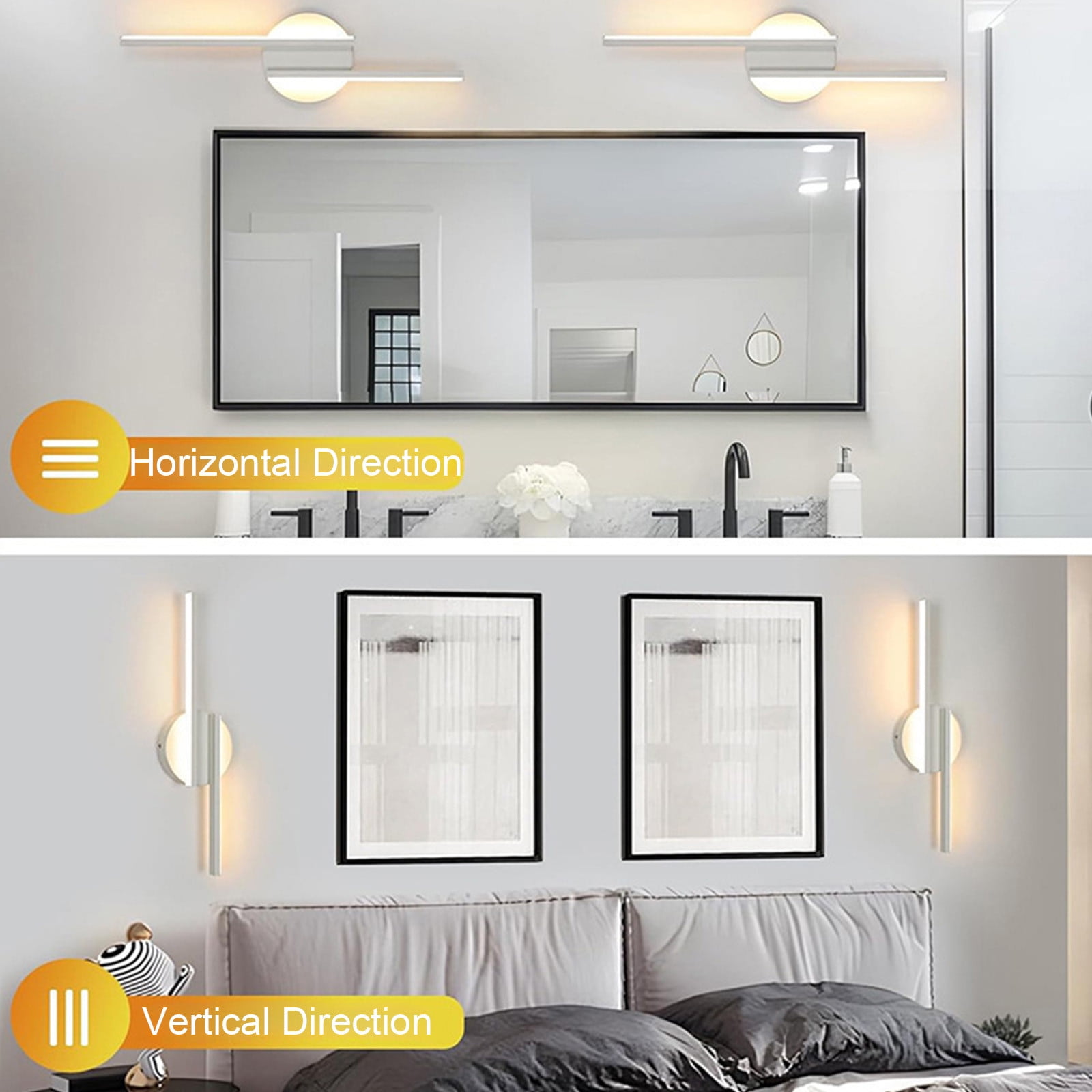 Battery Operated Wall Sconces, 360°Rotation Wireless Rechargeable Lights, Dimmable Detachable Lamp With 3000K-6000K Infinite Dimming,Wall Lamps Mood Led Corridor Wall Lamp White - Image 5