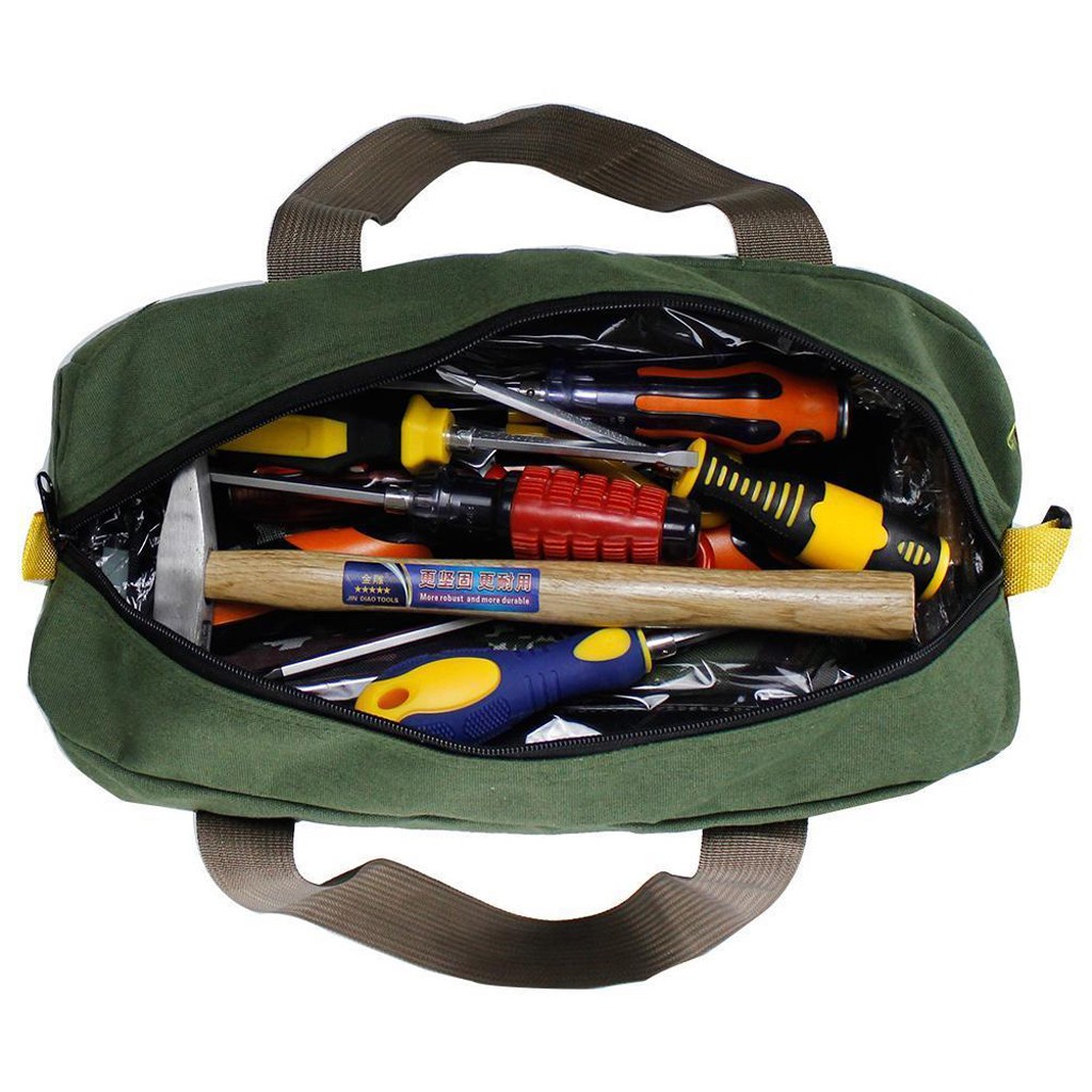 1 Pack Tool Bag for Men with Waterproof Hard Bottom,Mechanics Tool Bag,Heavy Duty Tool Bag Wide Mouth Tote for Various Instrument, Electrician Carpenter Mechanic,3 Sizes Available，Green(16 inch) 16 inch(3pc) - Image 5