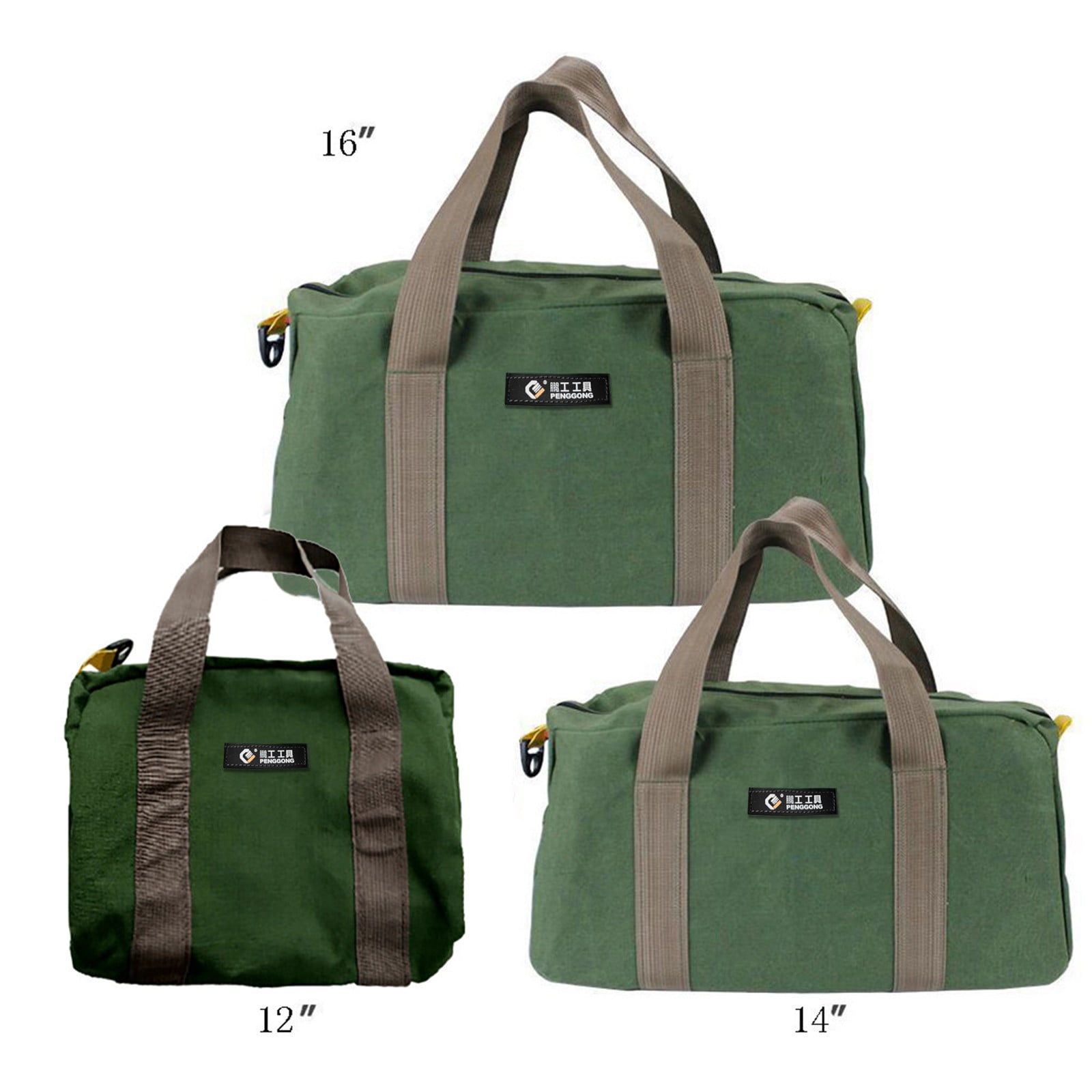 1 Pack Tool Bag for Men with Waterproof Hard Bottom,Mechanics Tool Bag,Heavy Duty Tool Bag Wide Mouth Tote for Various Instrument, Electrician Carpenter Mechanic,3 Sizes Available，Green(16 inch) 16 inch(4pc) - Image 7