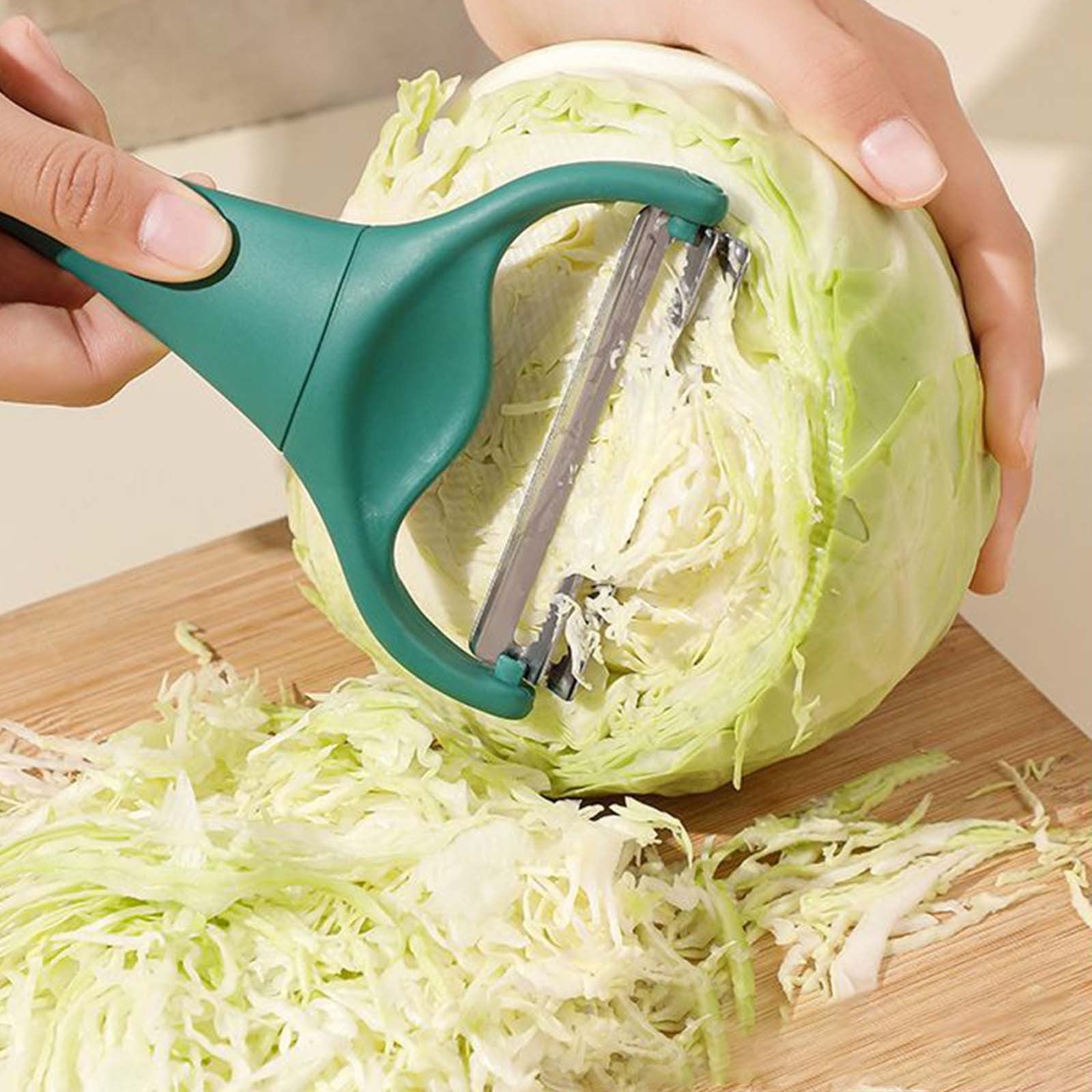 Professional Cabbage Peeler Shredder,Dual Sharp Blades for Julienne Vegetables,Non-Slip Ergonomic Handle,Dark Green Kitchen Tool for Salad Prep - Image 6