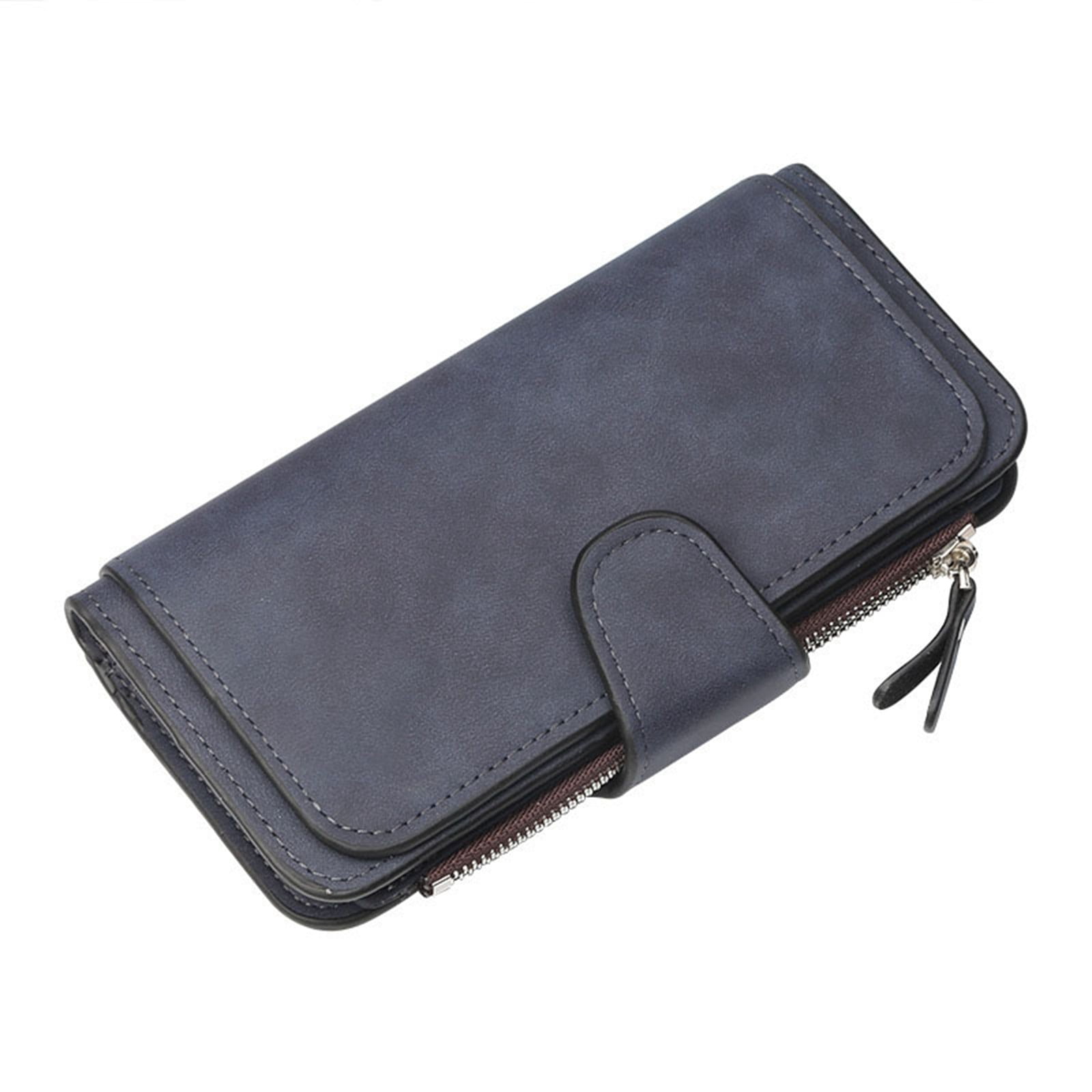 Women's Wallets,Soft Leather Bifold Compact Card Holder Wallet for Women with Zipper, Blocking Leather Clutch Wallet Credit Card Holder, Ladies Travel Wallet Purse,10 Colors(pink) Light Black - Image 1