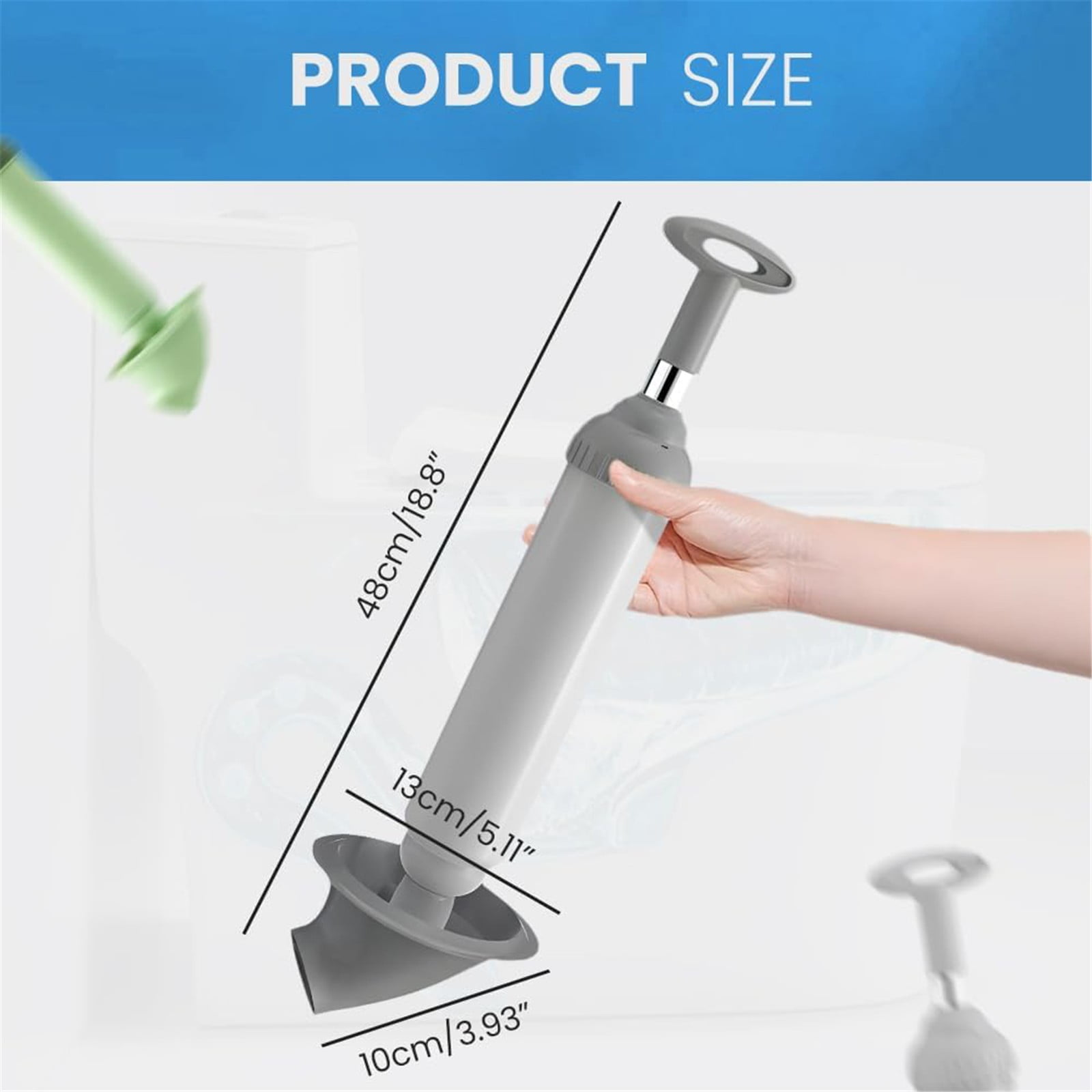 Toilet Plunger, Powerful Toilet Plunger, Heavy Duty High Pressure Thrust Plunge, Remover Tool to Unblock Toilet Blockage, All Purpose Power Plungers for Bathrooms Cleaning (Green/1 Pcs) 18.8x5.11 18.8