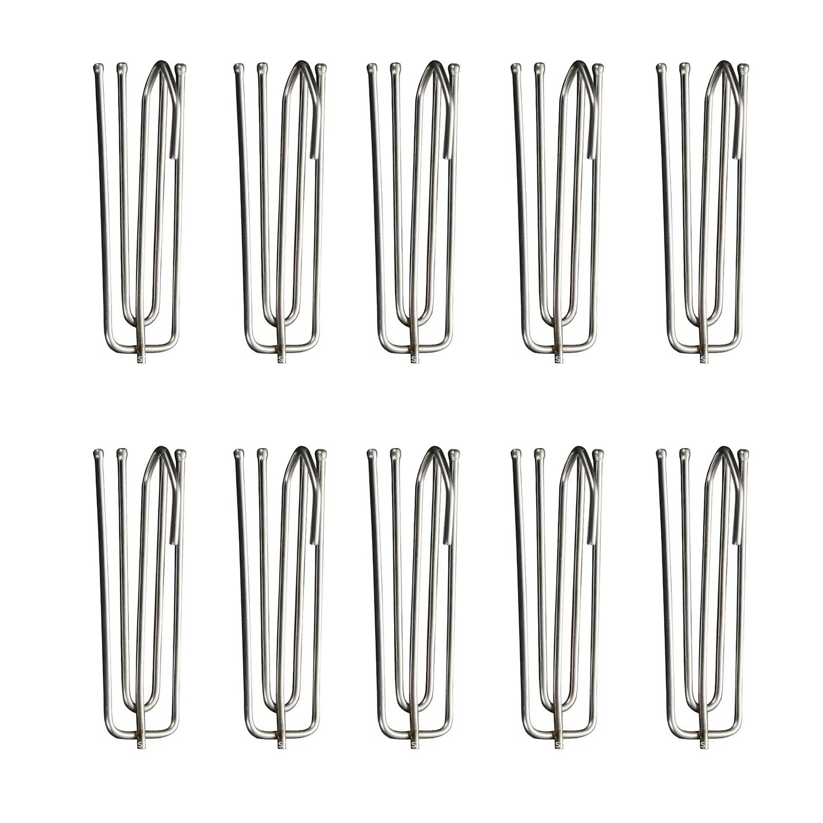 Stainless Steel Drapery Hook and Pin for Pleated Drapes,Heavy Duty 4 Prongs Pinch Pleat Clips Traverse Pleater 4 End Curtain Hangers for Window Door Bathroom Curtain, 10 Pcs, 2.76Inches 2.76