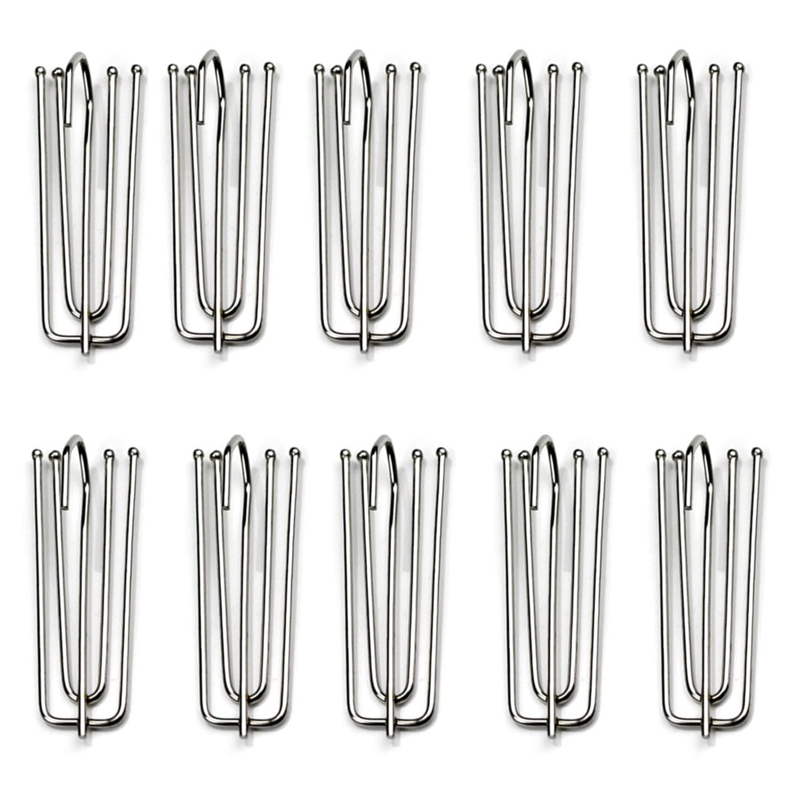 Stainless Steel Drapery Hook and Pin for Pleated Drapes,Heavy Duty 4 Prongs Pinch Pleat Clips Traverse Pleater 4 End Curtain Hangers for Window Door Bathroom Curtain, 10 Pcs, 2.76Inches 2.76