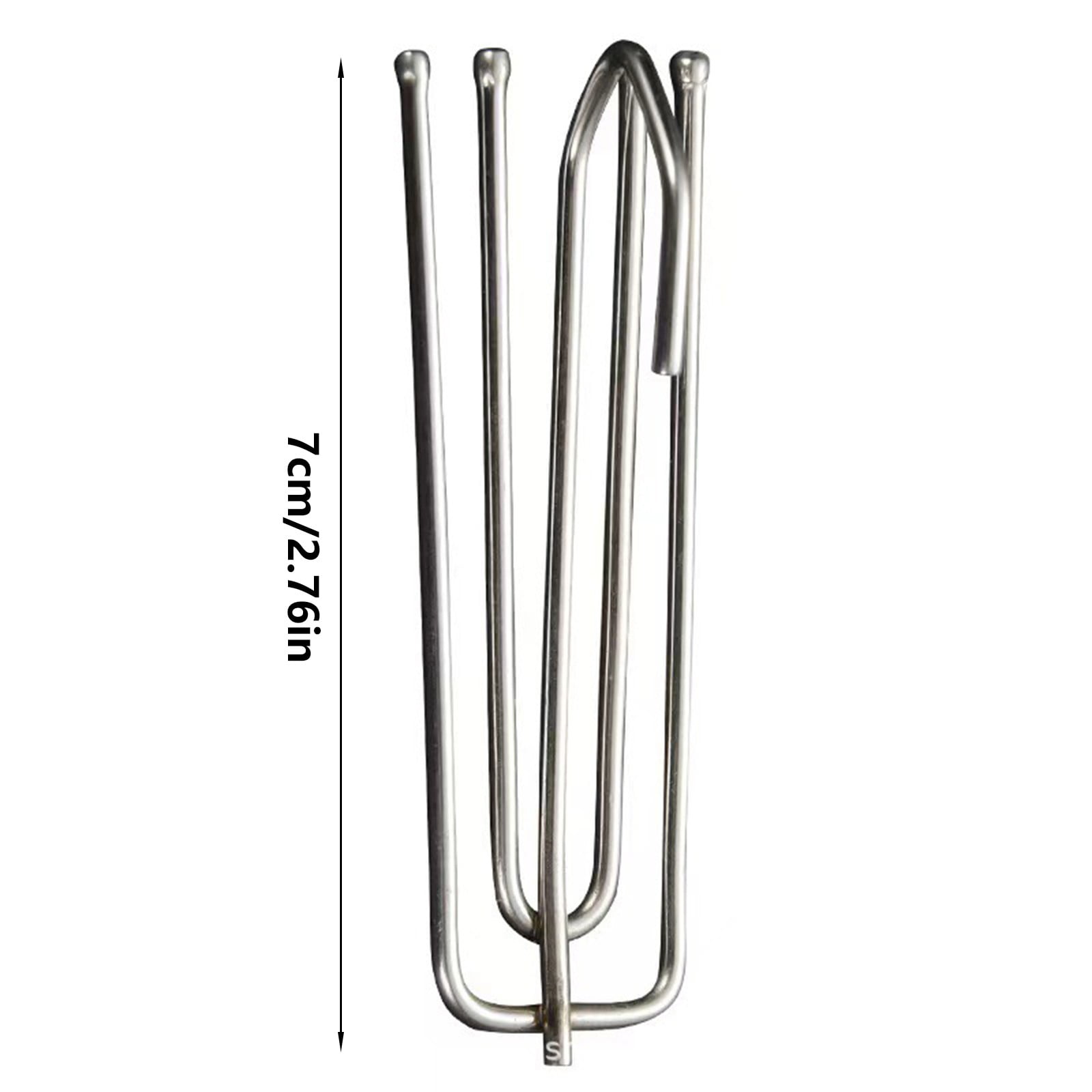 Stainless Steel Drapery Hook and Pin for Pleated Drapes,Heavy Duty 4 Prongs Pinch Pleat Clips Traverse Pleater 4 End Curtain Hangers for Window Door Bathroom Curtain, 10 Pcs, 2.76Inches 2.76