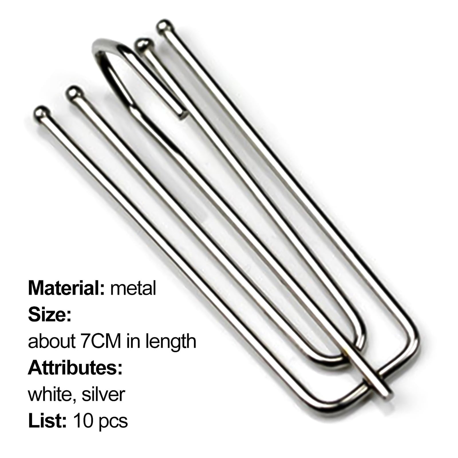 Stainless Steel Drapery Hook and Pin for Pleated Drapes,Heavy Duty 4 Prongs Pinch Pleat Clips Traverse Pleater 4 End Curtain Hangers for Window Door Bathroom Curtain, 10 Pcs, 2.76Inches 2.76