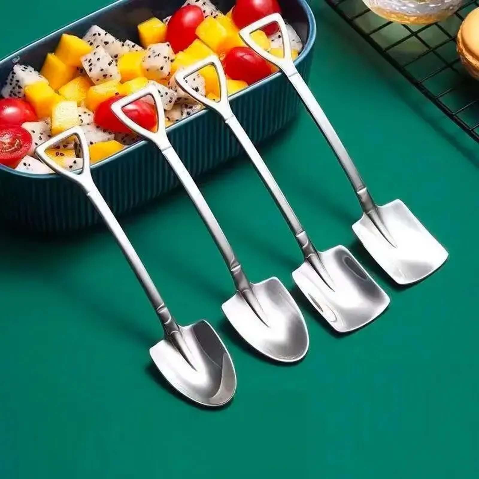 Dessert Spoon, Heavy Duty Shovel Shape Stainless Steel Spoons Ice Cream Fruit Spoon for Home Kitchen or Restaurant, 1 Pcs, 1.34x6.1 1.34