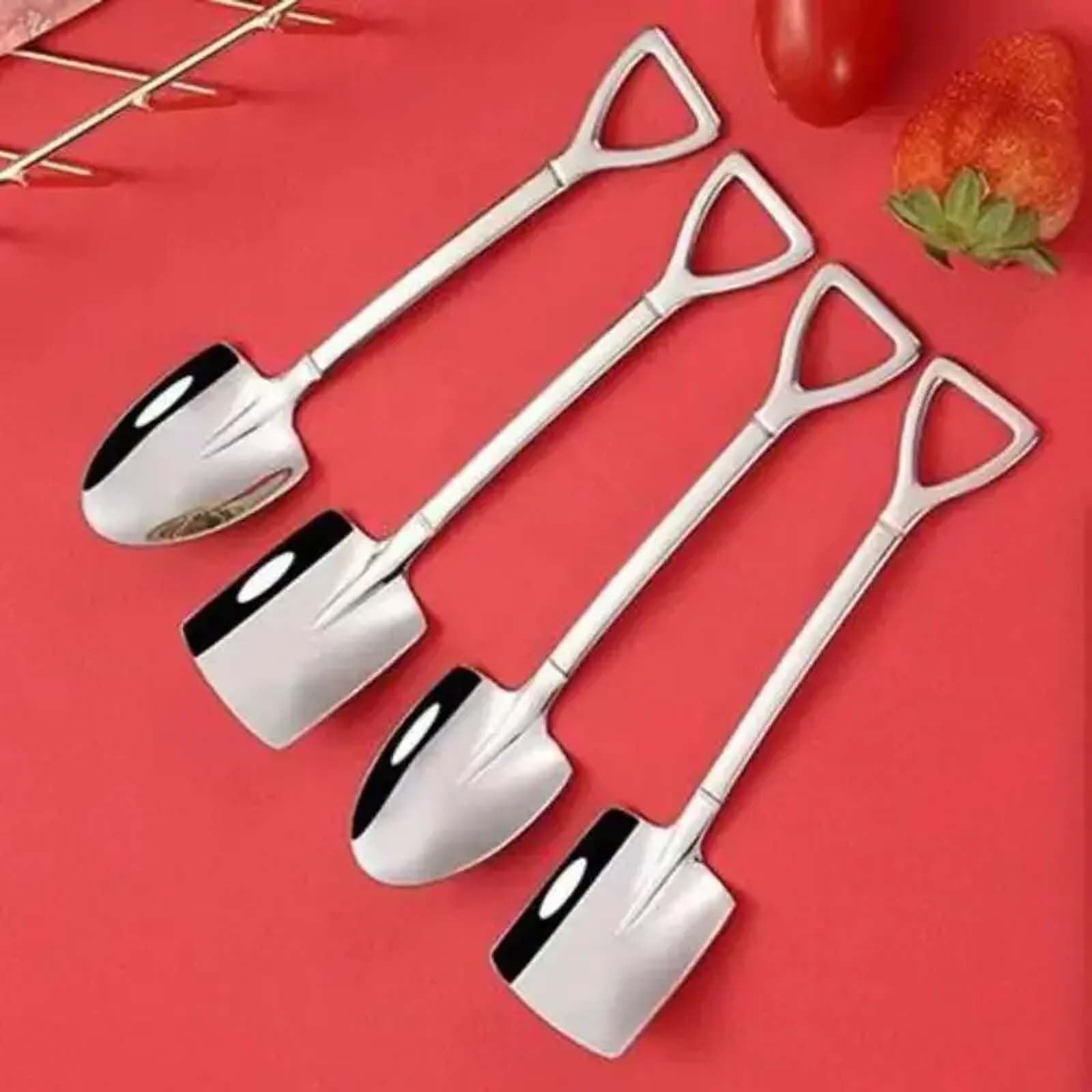 Dessert Spoon, Heavy Duty Shovel Shape Stainless Steel Spoons Ice Cream Fruit Spoon for Home Kitchen or Restaurant, 1 Pcs, 1.34x6.1 1.34
