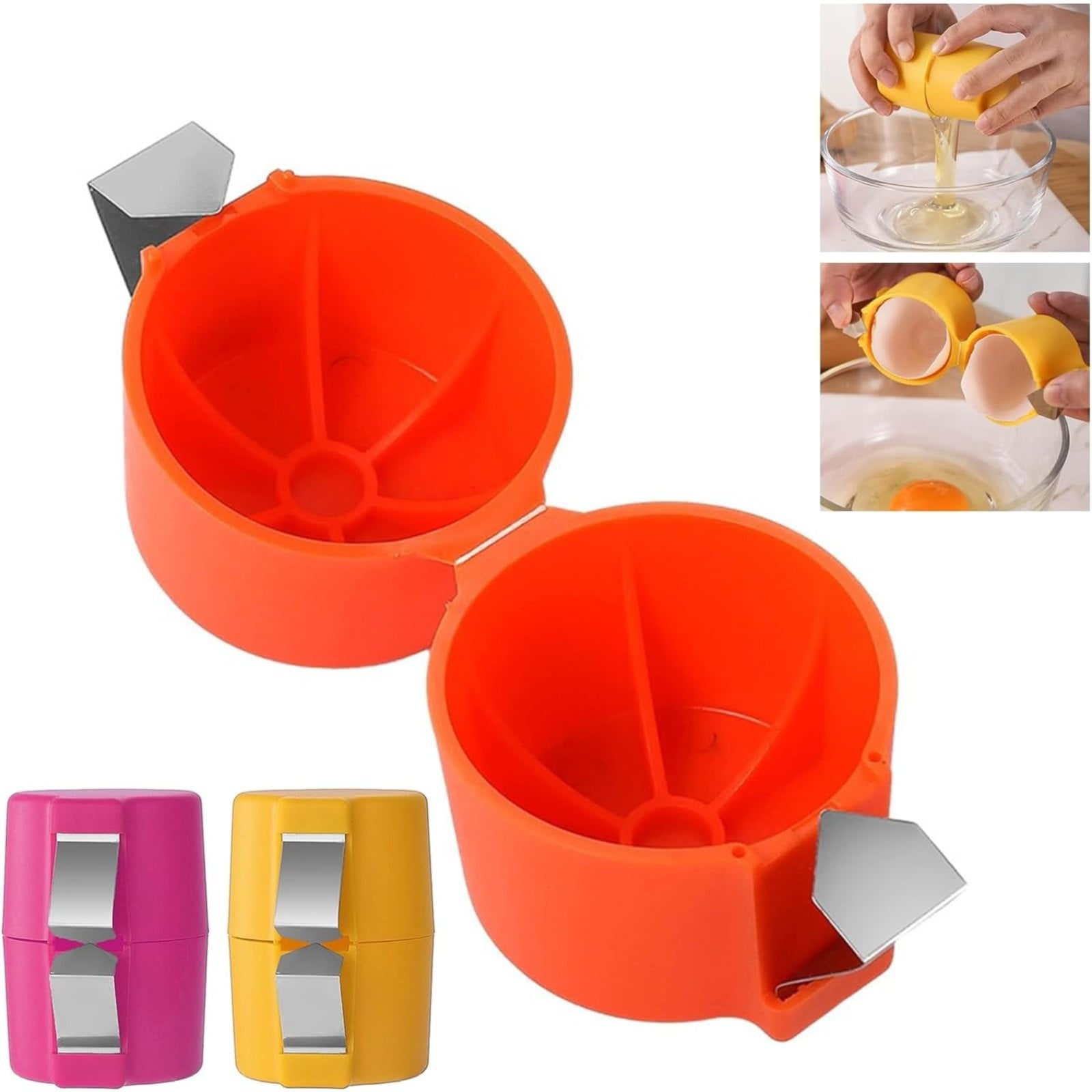 Egg Cracking Tool for Raw Eggs, Efficient Egg Shell Opener Handheld Egg Peeler Tool Egg Cracker Separator Multifunctional Egg Breaker for Cooking Camping Kitchen Gadgets, 2.55x2.83 2.55