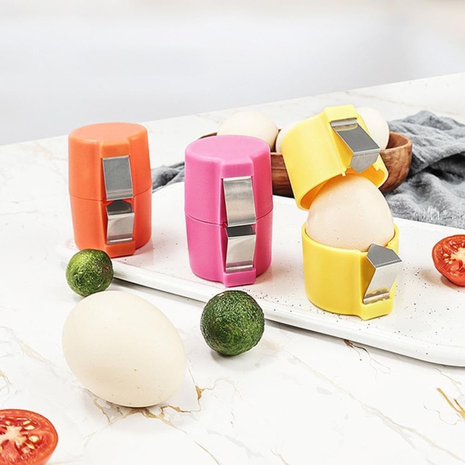 Egg Cracking Tool for Raw Eggs, Efficient Egg Shell Opener Handheld Egg Peeler Tool Egg Cracker Separator Multifunctional Egg Breaker for Cooking Camping Kitchen Gadgets, 2.55x2.83 2.55