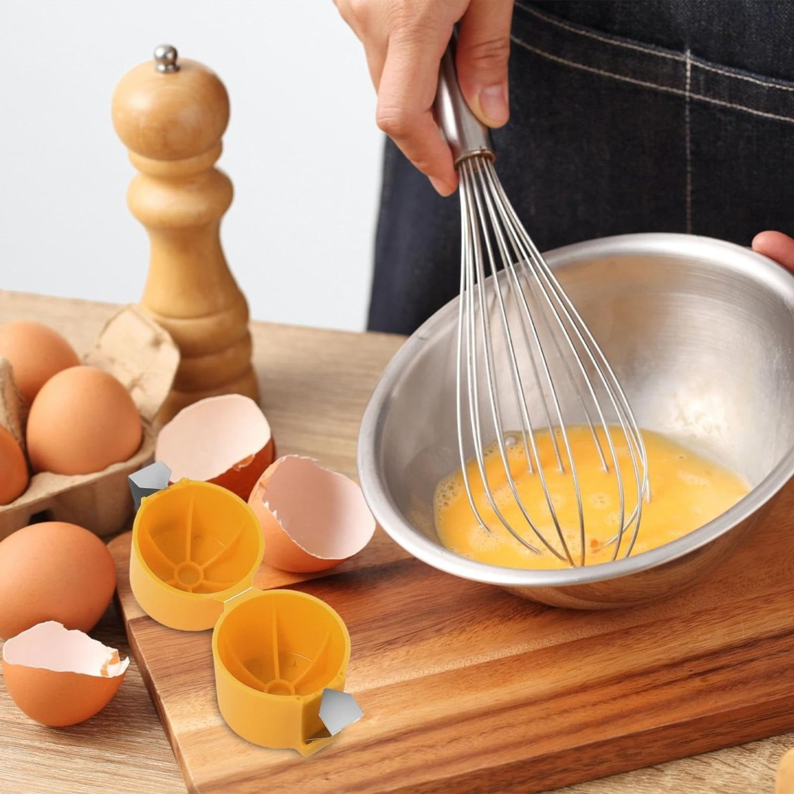 Egg Cracking Tool for Raw Eggs, Efficient Egg Shell Opener Handheld Egg Peeler Tool Egg Cracker Separator Multifunctional Egg Breaker for Cooking Camping Kitchen Gadgets, 2.55x2.83 2.55