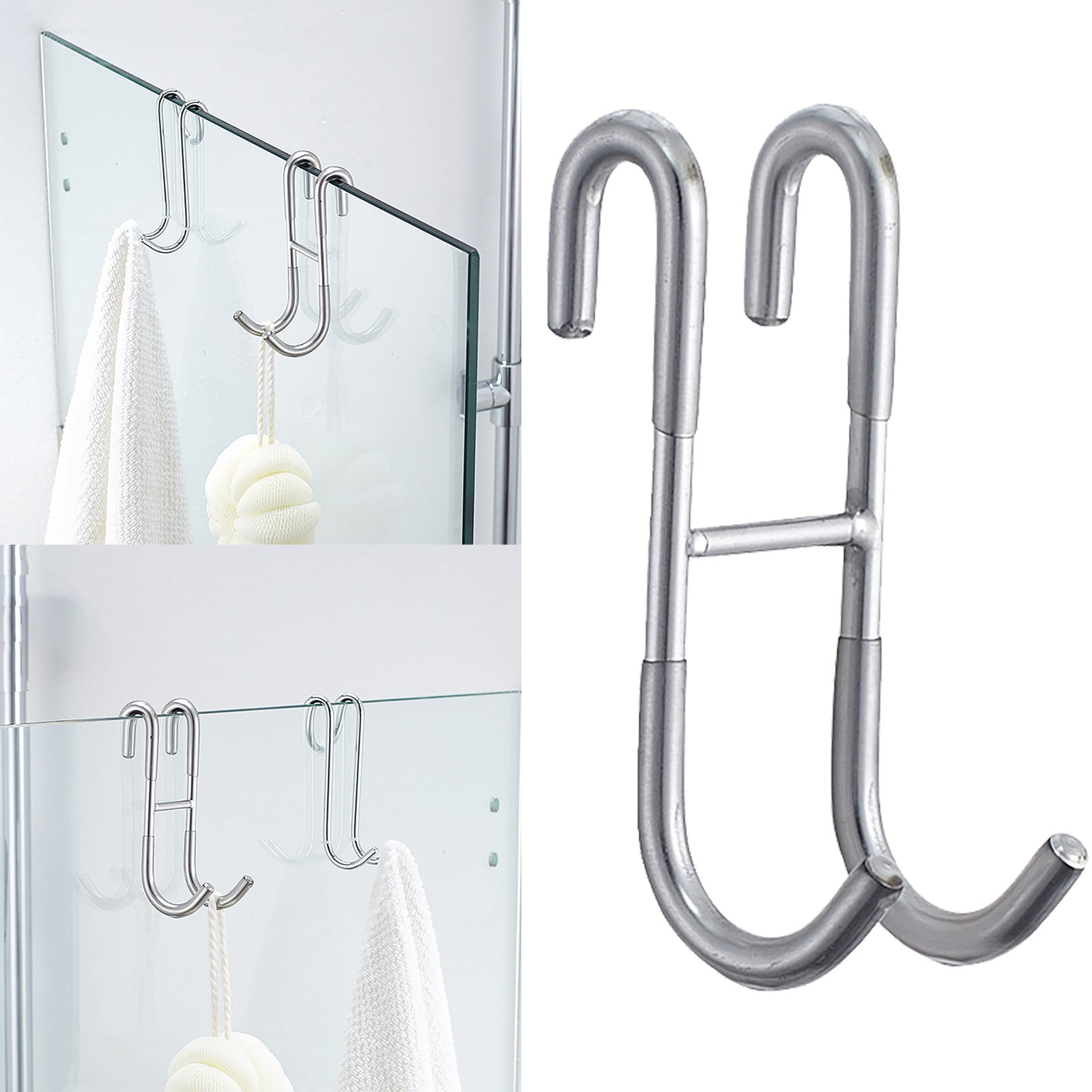 Over The Door Hooks,1 Pack Hangers Hooks with Rubber Prevent Scratches Heavy Duty Organizer for Living Room, Bathroom, Bedroom, Kitchen Hanging Clothes, Towels, Hats, Coats, Bags(Black) Z1-Clear - Image 2