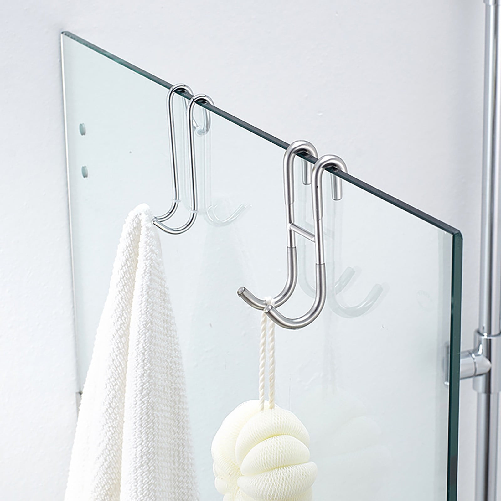 Over The Door Hooks,1 Pack Hangers Hooks with Rubber Prevent Scratches Heavy Duty Organizer for Living Room, Bathroom, Bedroom, Kitchen Hanging Clothes, Towels, Hats, Coats, Bags(Black) Z1-Clear - Image 4