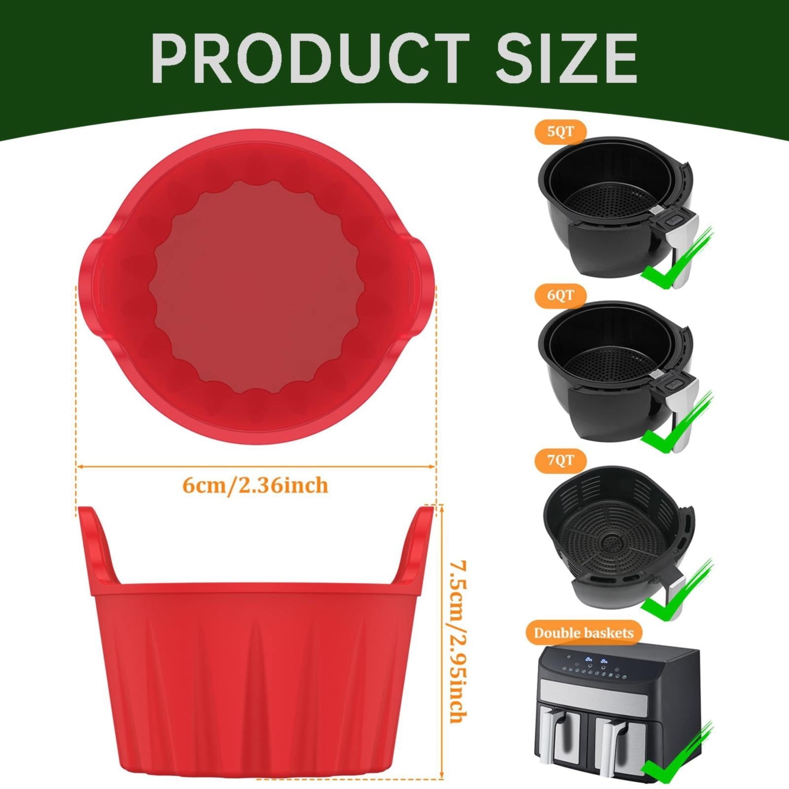 Air Fryer Baking Cups, Suitable for Microwave and Oven, Silicone Baking Ramekins for Muffins, Puddings, Eggs and Cupcakes, Silicone Muffin Cups for Air Fryer (Black/1 Pcs) 2.36x2.95 2.36