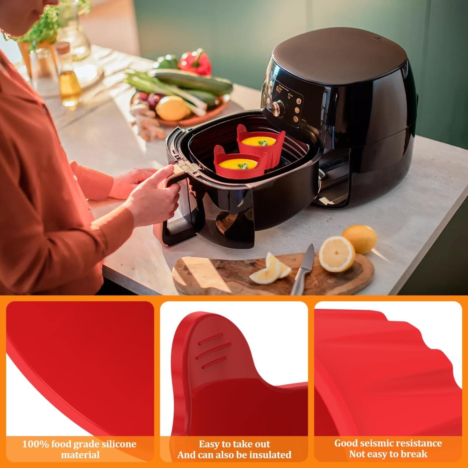 Air Fryer Baking Cups, Suitable for Microwave and Oven, Silicone Baking Ramekins for Muffins, Puddings, Eggs and Cupcakes, Silicone Muffin Cups for Air Fryer (Black/1 Pcs) 2.36x2.95 2.36