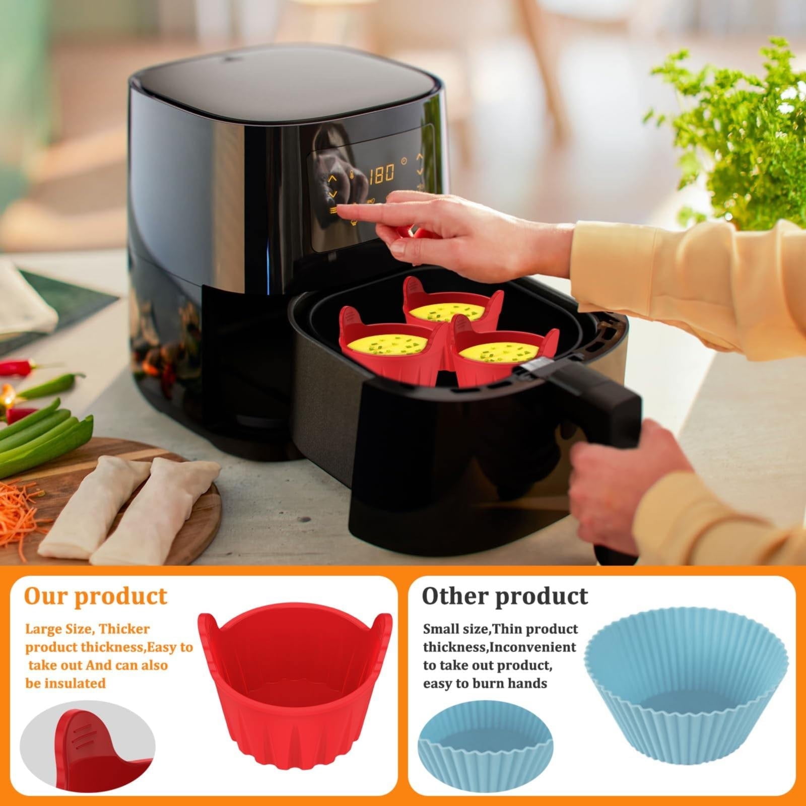 Air Fryer Baking Cups, Suitable for Microwave and Oven, Silicone Baking Ramekins for Muffins, Puddings, Eggs and Cupcakes, Silicone Muffin Cups for Air Fryer (Black/1 Pcs) 2.36x2.95 2.36