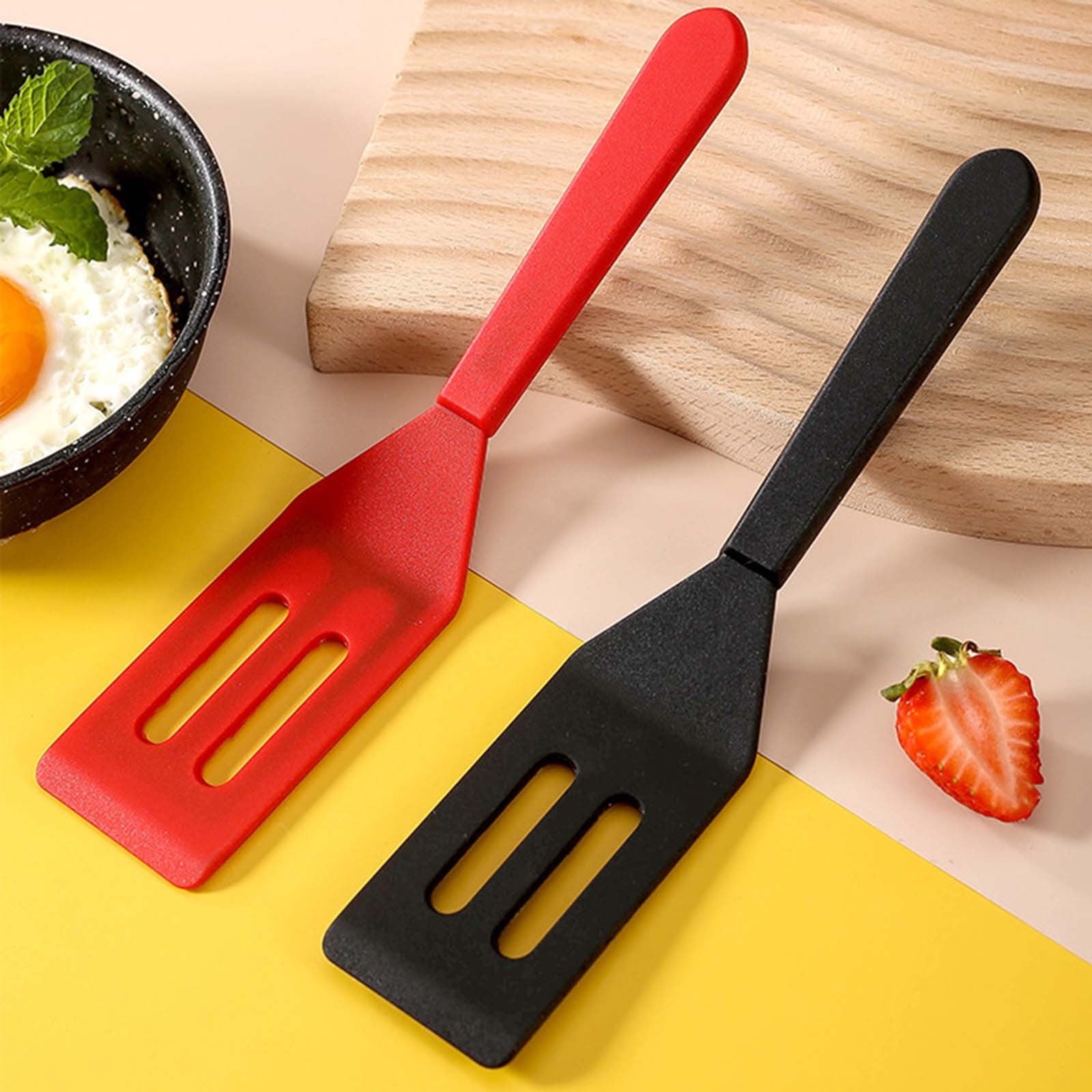 Small Spatula for Nonstick Cookware, Heavy Duty Mini Spatulas for kitchen Use, Heat-Resistant Silicone Thin Spatula Cooking Baking (Black/1 Pcs) 1.65x8.03 1.65