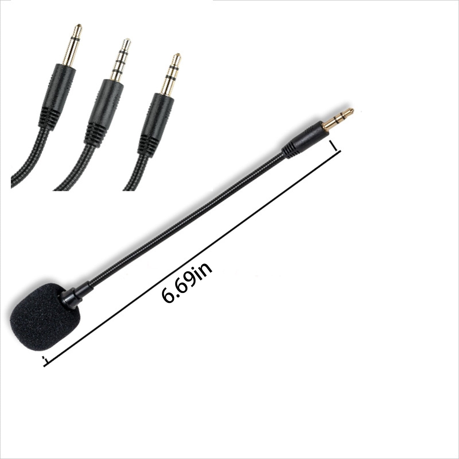 Headset Microphone 3.5mm Plug, Black Headset Microphone Adjustable 360 Degrees Bendable Jack Headphone Controller Combined, 3.5mm Game Gaming Mic to Mic Headsets Accessories(Black) Black - Image 2