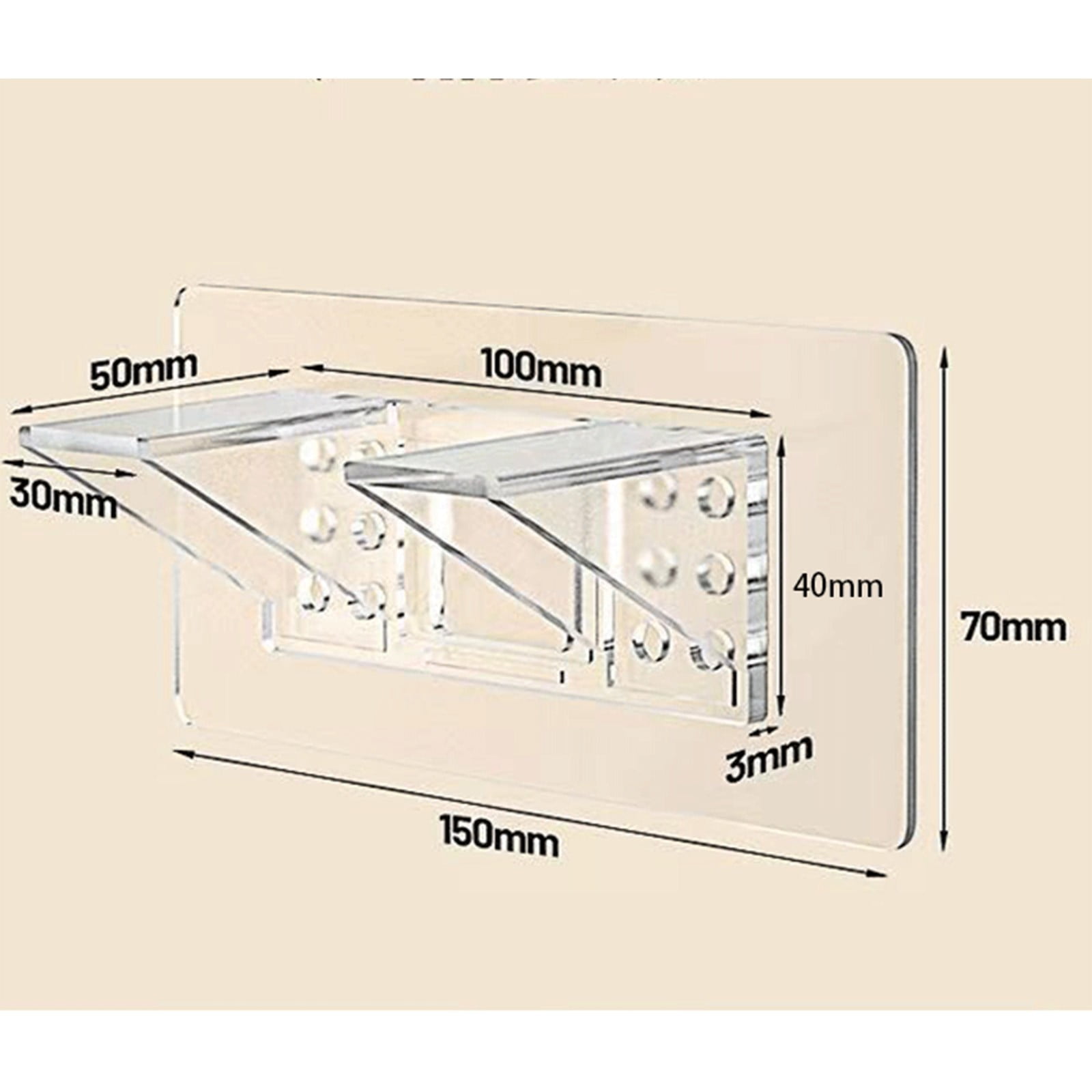 Adhesive Shelf Bracket, Double Row Thickened and Reinforced Design, Heavy Duty Punch Free Shelf Support Pegs for Shelves Kitchen Cabinet Book Closet (Clear/1 Pack) 5.91x2.76 2.76