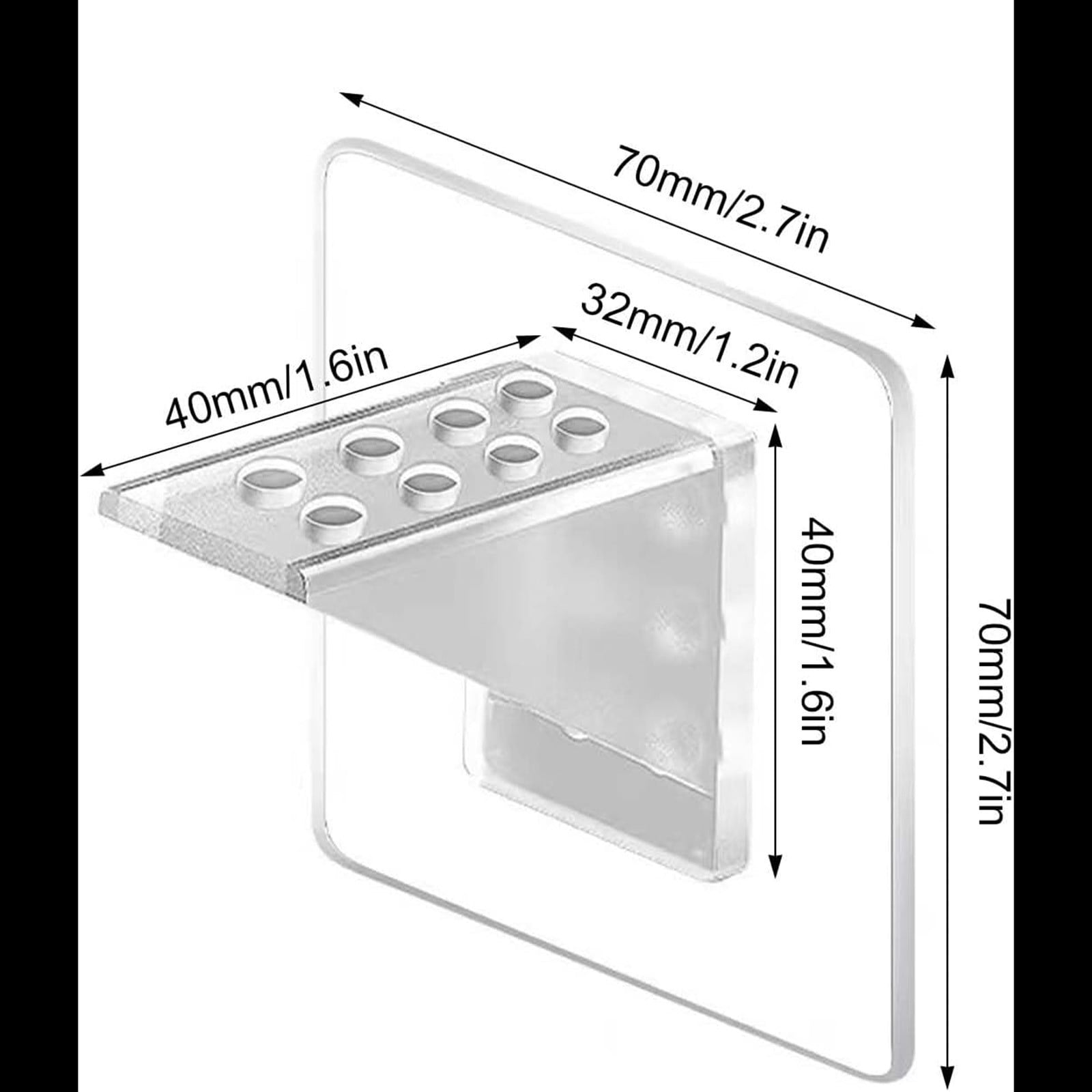 Adhesive Shelf Bracket, Double Row Thickened and Reinforced Design, Heavy Duty Punch Free Shelf Support Pegs for Shelves Kitchen Cabinet Book Closet (Clear/1 Pack) 5.91x2.76 2.76