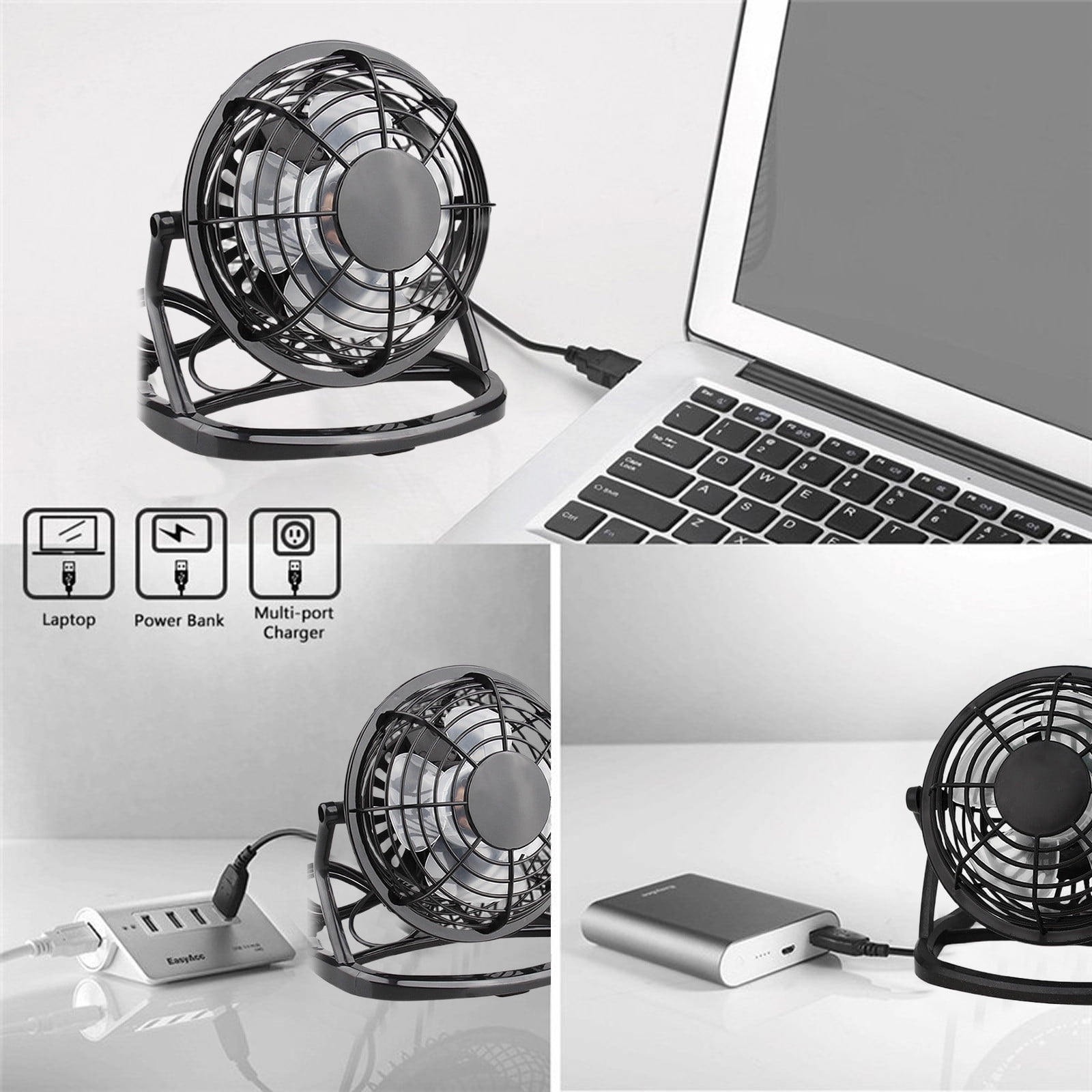 4 Inch USB Desk Fan Portable Mini Personal Cooling Fan for Office Dorm Computer Table Quiet Operation 3 Speed Adjustable Clip On Design Battery or Plug In - Image 6