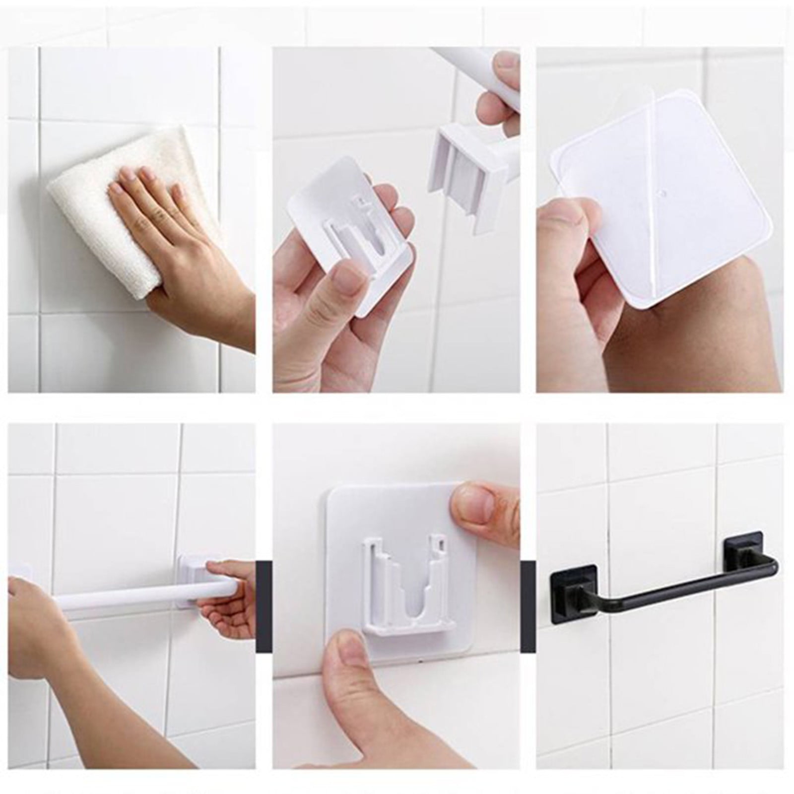 Self Adhesive Towel Bar, Heavy Duty No Drill Hand Towel Hanger for Bathroom and Kitchen Towel Storage Self, (Black/1 Pcs) 15Inches 15