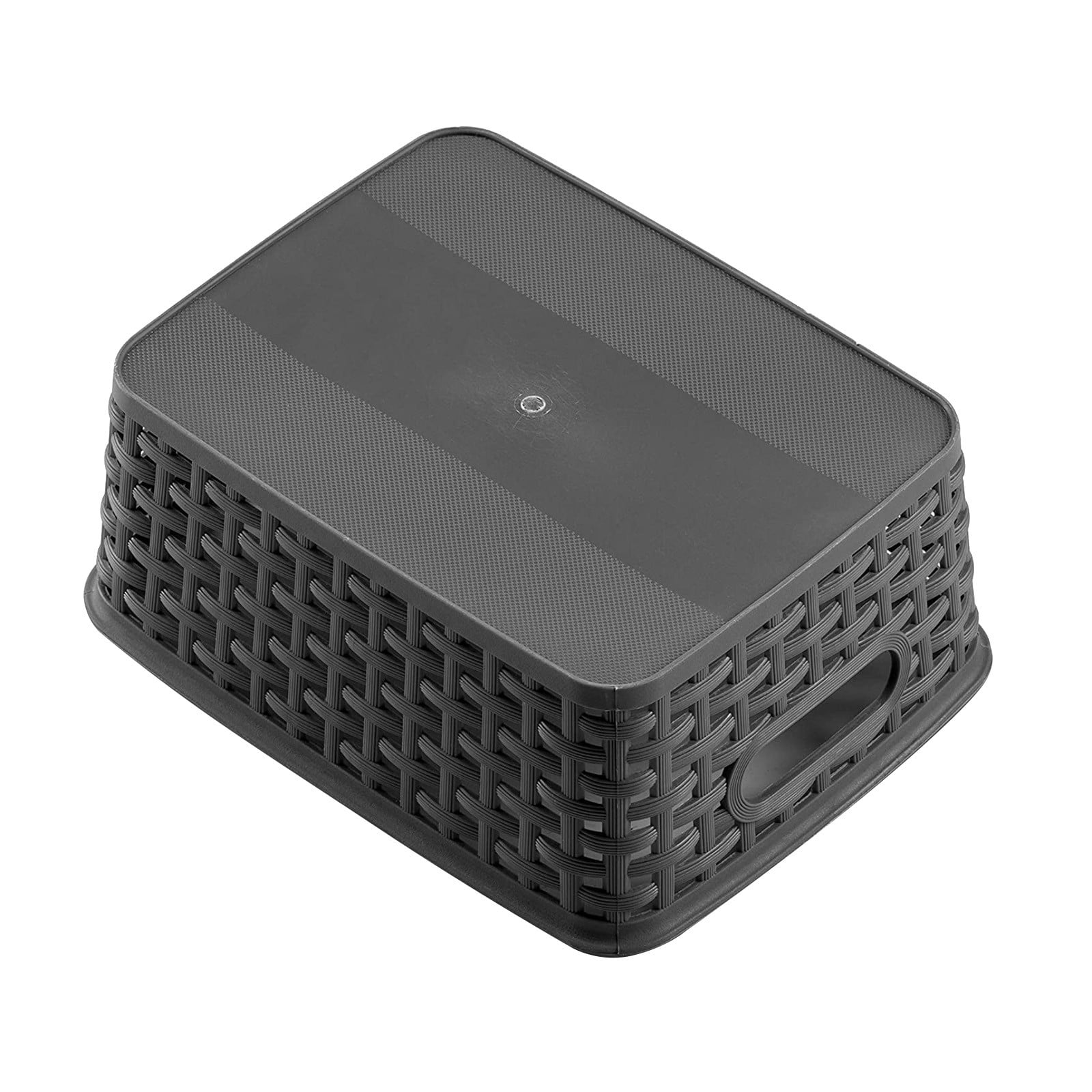 Plastic Storage Baskets, Heavy Duty Storage Bin, Durable, Easy to Use, Flexible, Multi-Purpose, Ideal for Closets, Cabinets, Shelves, Countertops, Bathroom (Black/1 Pcs) 10.08x7.68x4.01 10.08