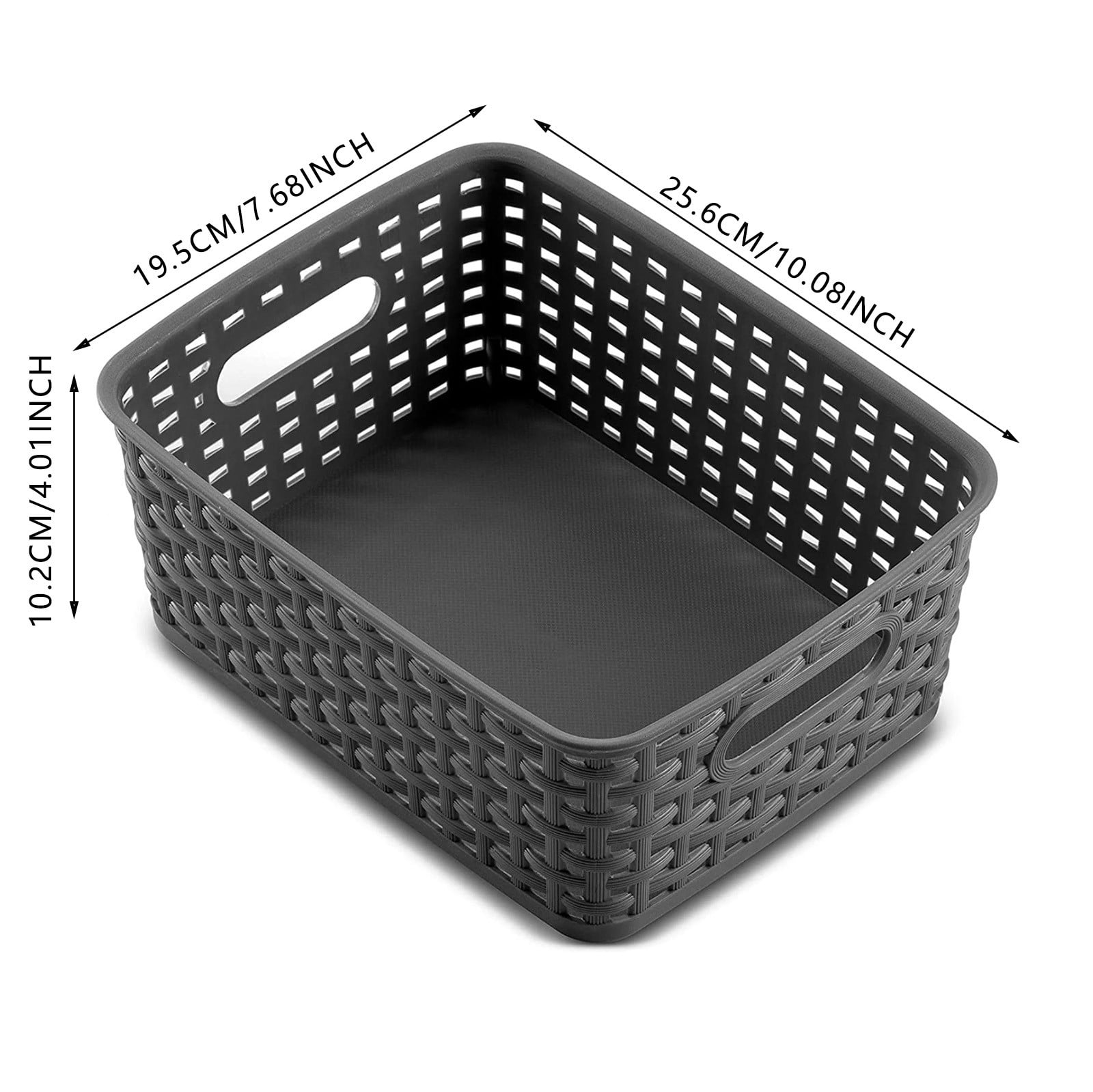 Plastic Storage Baskets, Heavy Duty Storage Bin, Durable, Easy to Use, Flexible, Multi-Purpose, Ideal for Closets, Cabinets, Shelves, Countertops, Bathroom (Black/1 Pcs) 10.08x7.68x4.01 10.08