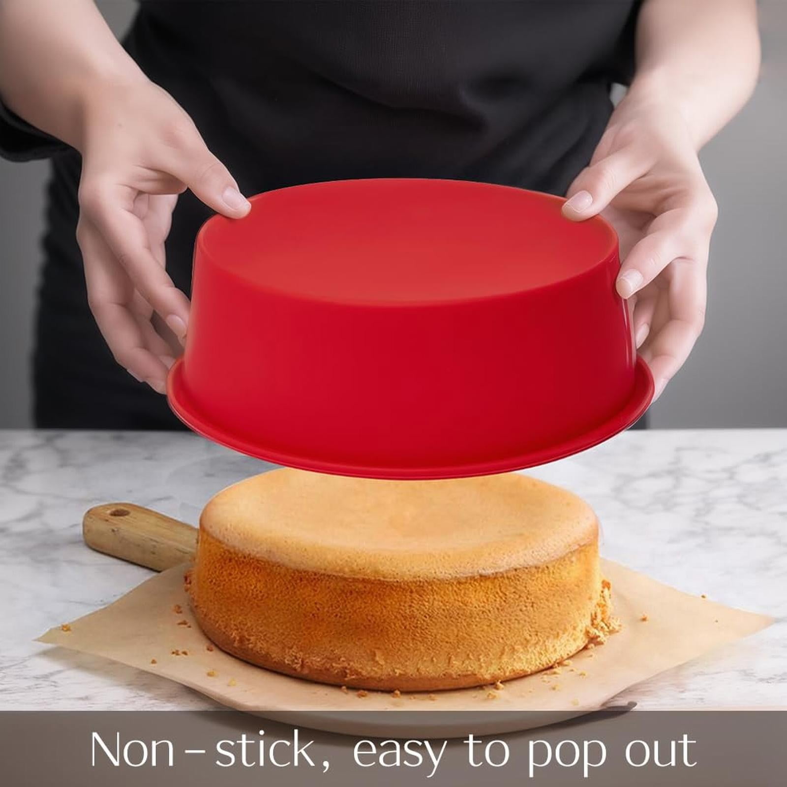 Round Silicone Cake Molds, 6-Inch Nonstick & Quick Release for Layer, Smash & Cheese Cakes, Suitable for Oven and Microwave (Pink/1 Pcs) 6.0x2.3 6.0