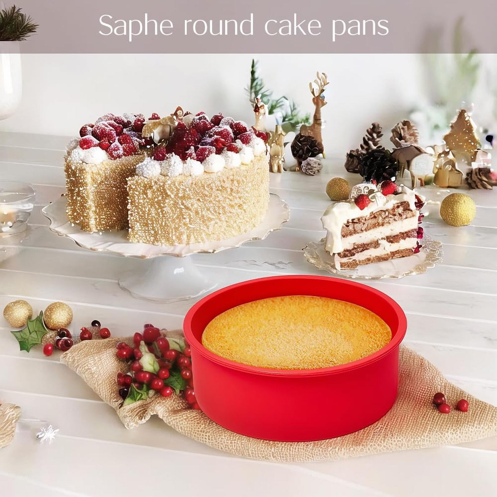 Round Silicone Cake Molds, 6-Inch Nonstick & Quick Release for Layer, Smash & Cheese Cakes, Suitable for Oven and Microwave (Pink/1 Pcs) 6.0x2.3 6.0