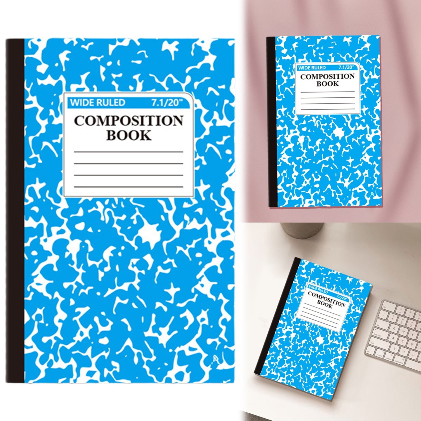 1 Pcs 8 Pastel Colors Office Ruled Composition Books,Composition Notebook, Marble Cover Notepad Lined Cute Journal Notebooks for Office Supplies Notes Taking Writing, 5.5 X 8.27 in(Hot Pink) Blue - Image 2