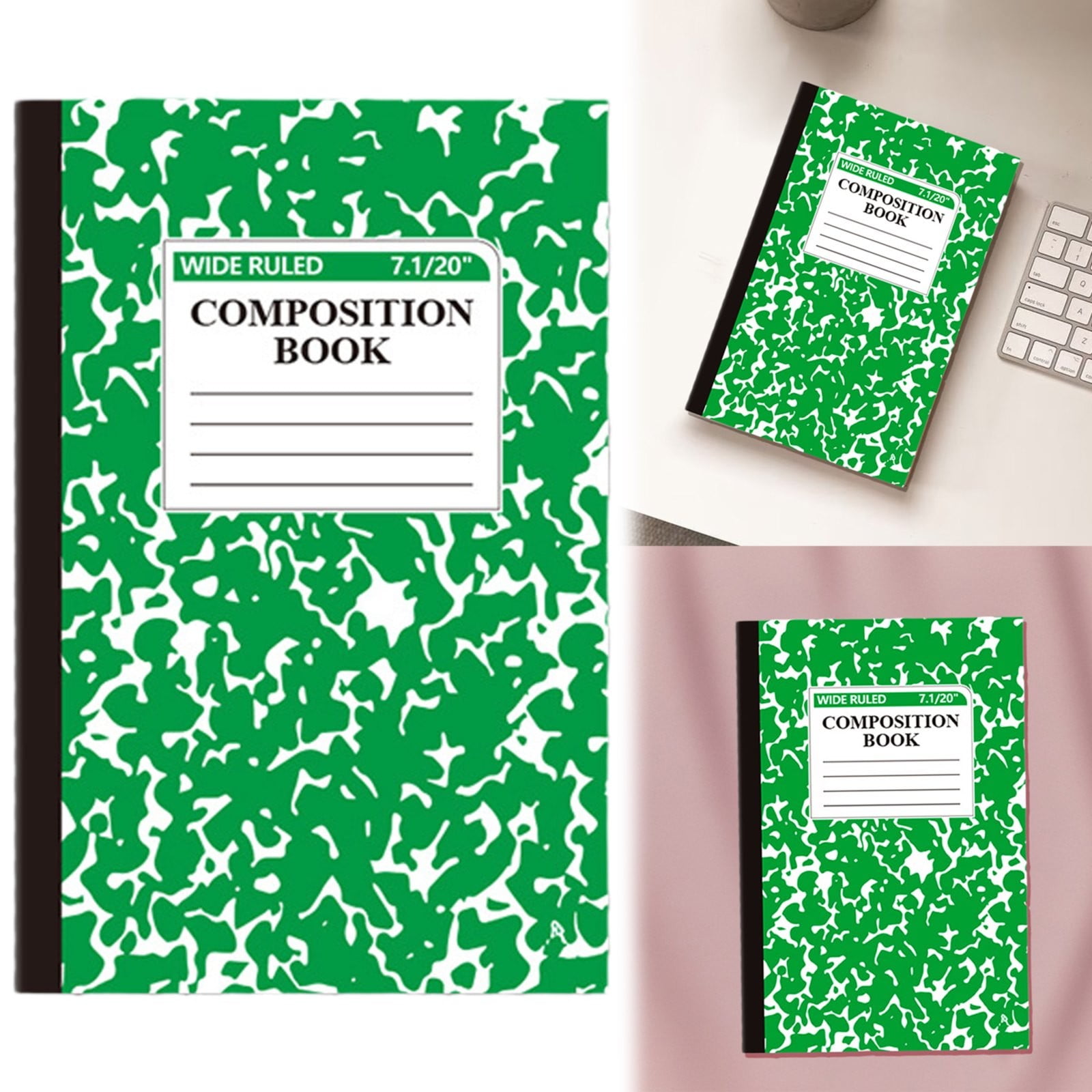 1 Pcs 8 Pastel Colors Office Ruled Composition Books,Composition Notebook, Marble Cover Notepad Lined Cute Journal Notebooks for Office Supplies Notes Taking Writing, 5.5 X 8.27 in(Hot Pink) Green - Image 2