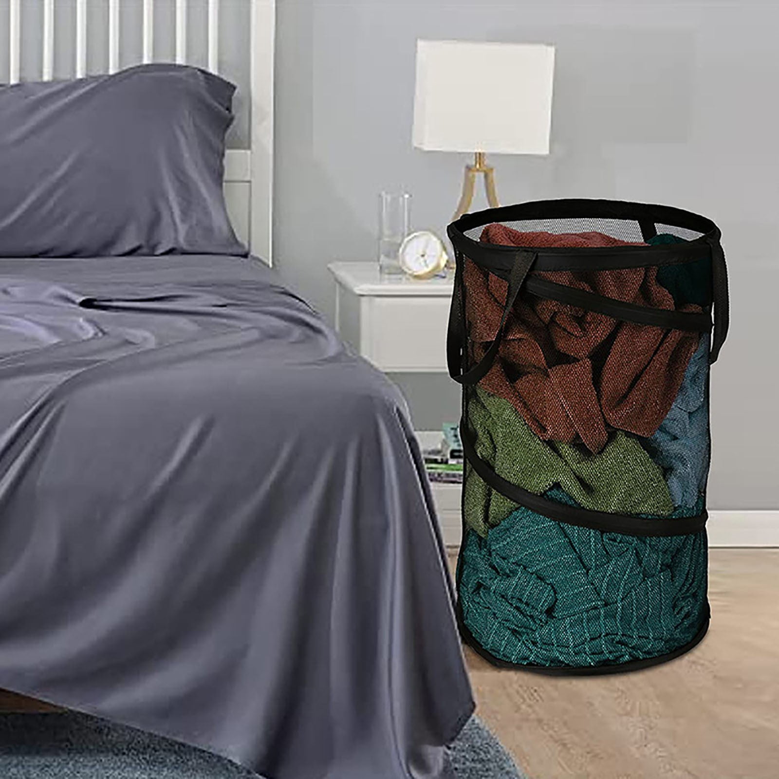 Large Collapsible Laundry Basket, Heavy Duty Foldable Mesh Pop Up Hamper with Handles for Laundry Room, Bathroom, WashRoom, College Dorm, Travel, Storage Organizer, 14.17x22.83 14.17