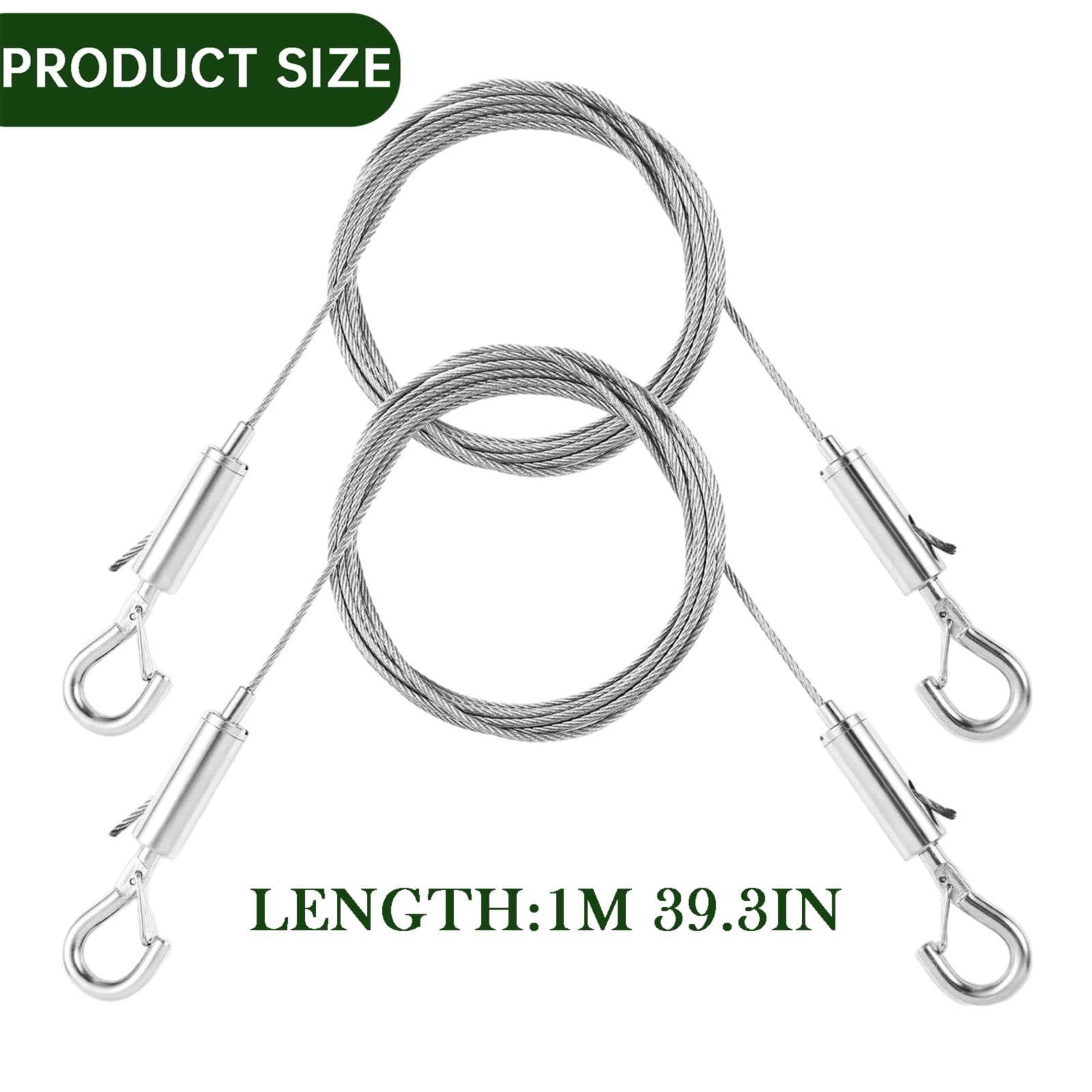 Adjustable Picture Hanging Wire, Upgrade Mirror Frame Hanging Kit, Heavy Duty Stainless Steel Wire Rope, Supports Up to 100lbs (Silver, 2PC/3.28 FT) 9.84' Silver*2 - Image 2