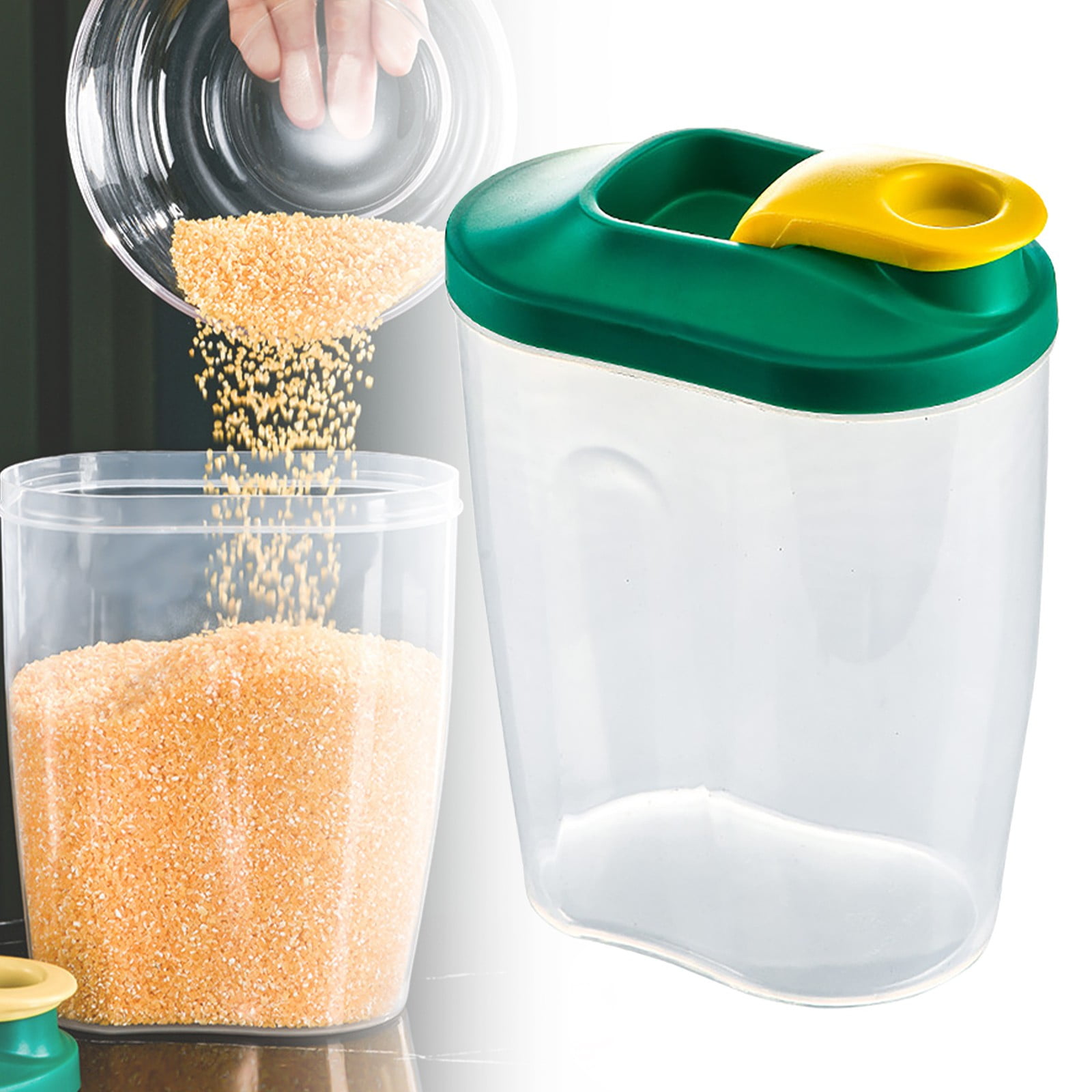 Airtight Storage Container with Lids, Plastic Pet Food Storage Container with Locking Lid,Pet Dog Cat Food Dispenser ,Clear Pet Dog Food Storage Bin Containers for Rice Grain(Green,4.72x7.68